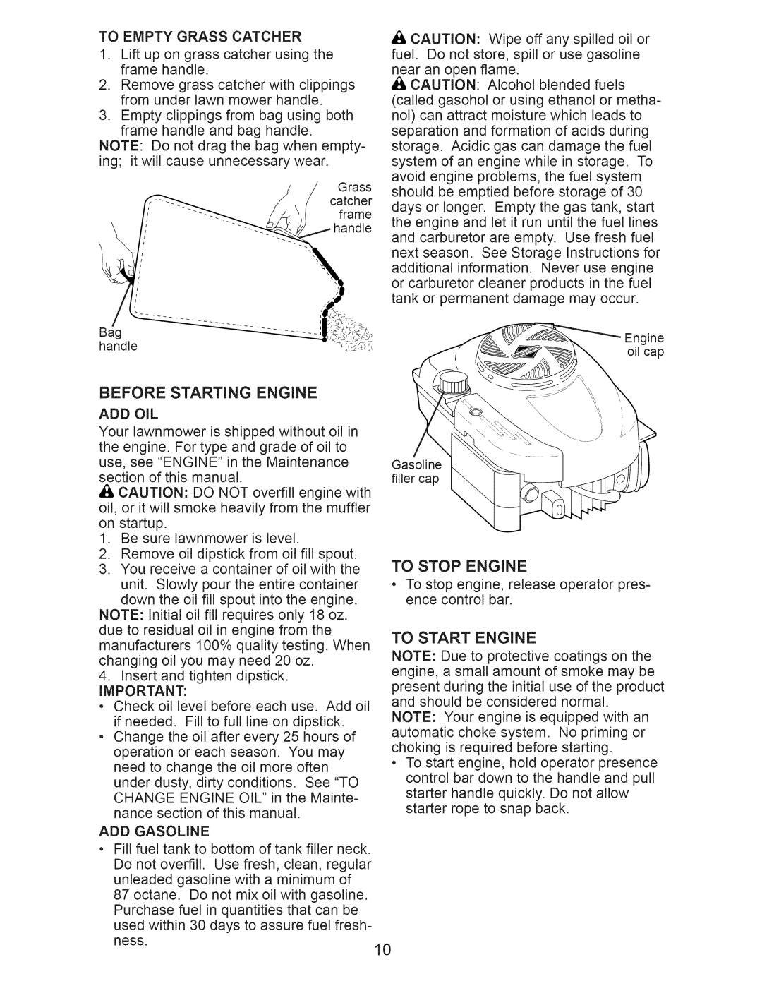 Craftsman 917.376391 owner manual Before Starting Engine 