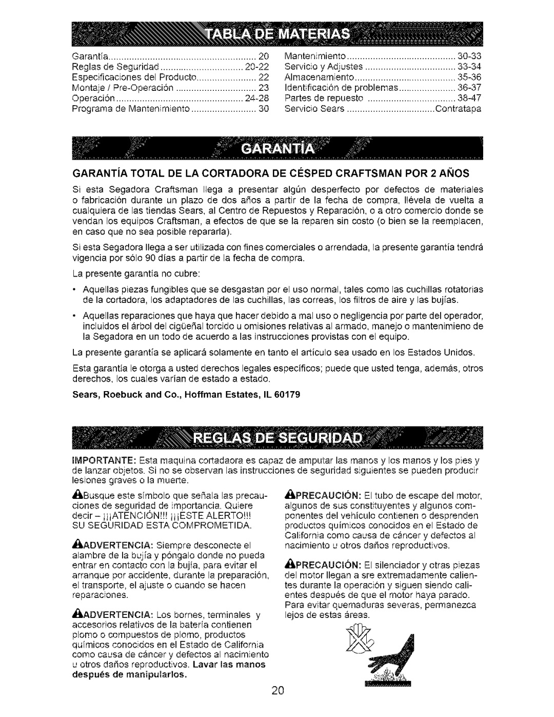 Craftsman 917.376392 manual Sears, Roebuck and Co., Hoffman Estates, IL, SU Seguridad Esta Comprometida 