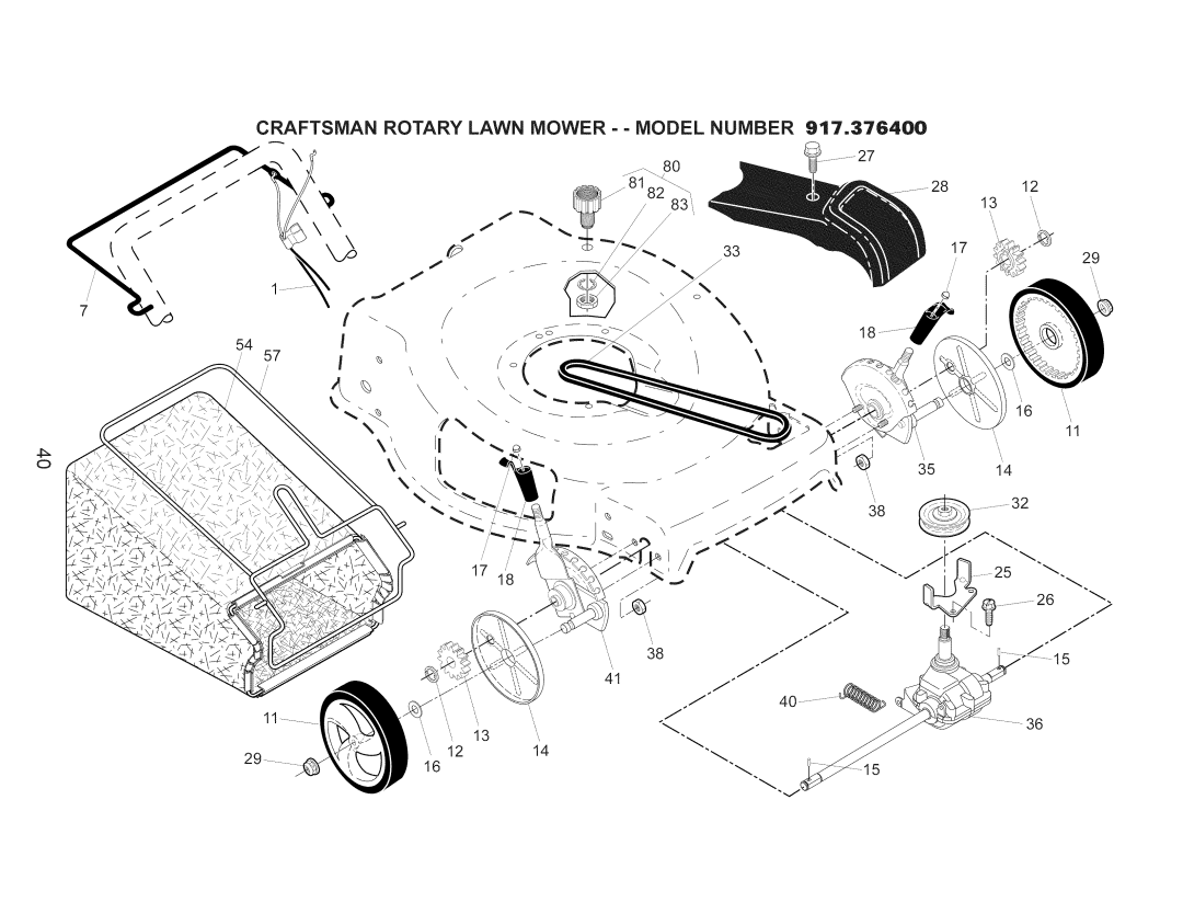 Craftsman 917.376400 owner manual Craftsman Rotary Lawn Mower - Model Number 