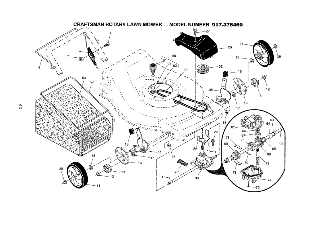 Craftsman 917.37646 owner manual Craftsman Rotary Lawn Mower - Model Number 