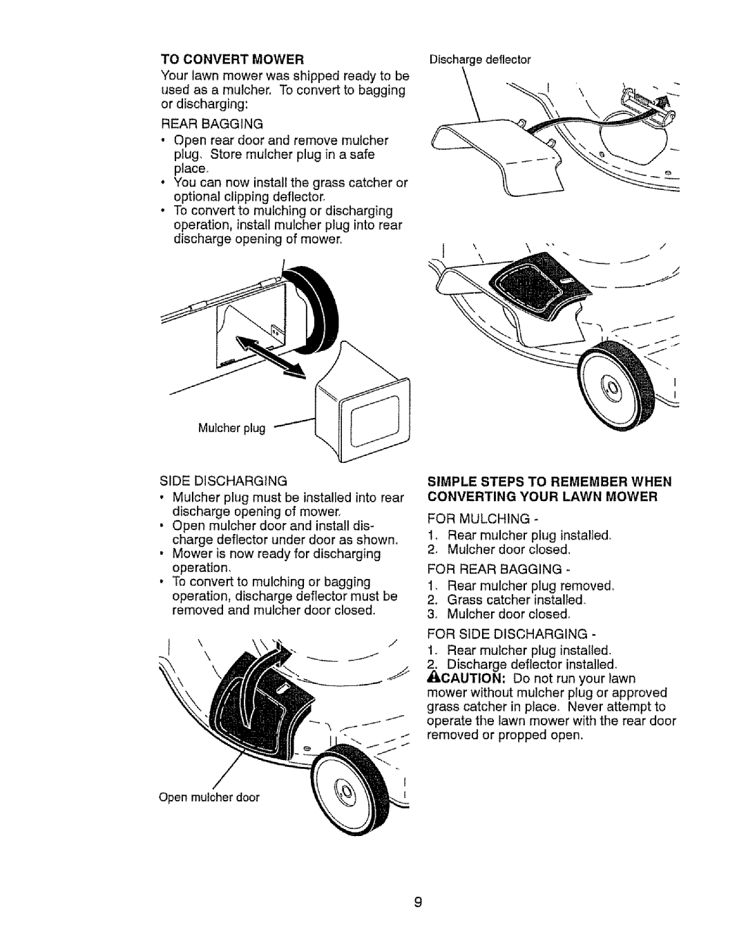 Craftsman 917.37646 owner manual To Convert Mower, Simple Steps to Remember When Converting Your Lawn Mower 