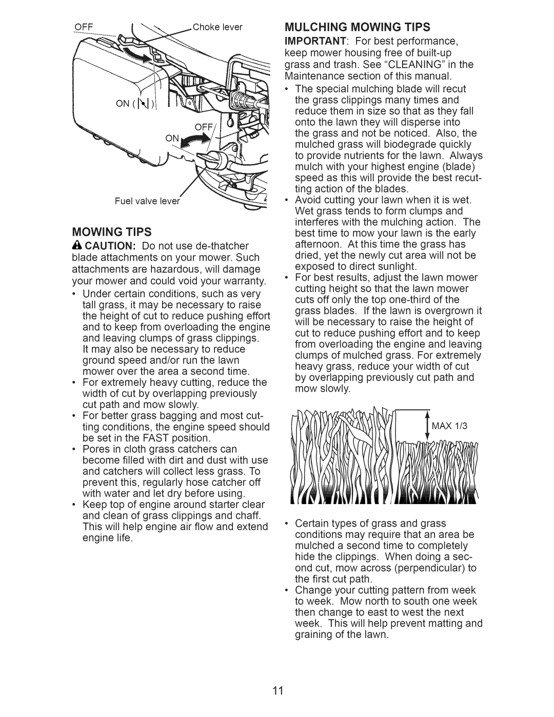 Craftsman 917.376540 manual Mulching Mowing TiPS 