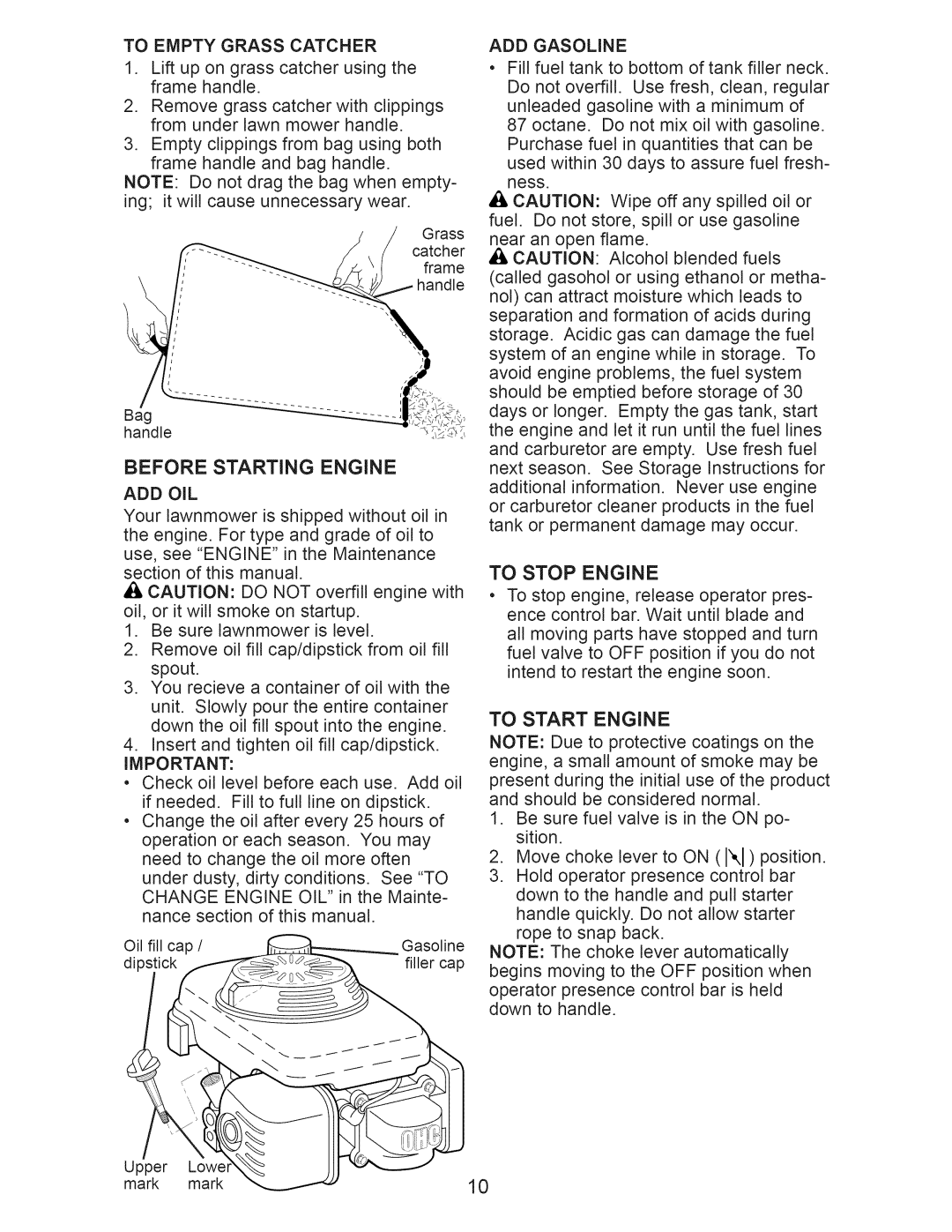Craftsman 917.376540 manual Before Starting Engine 
