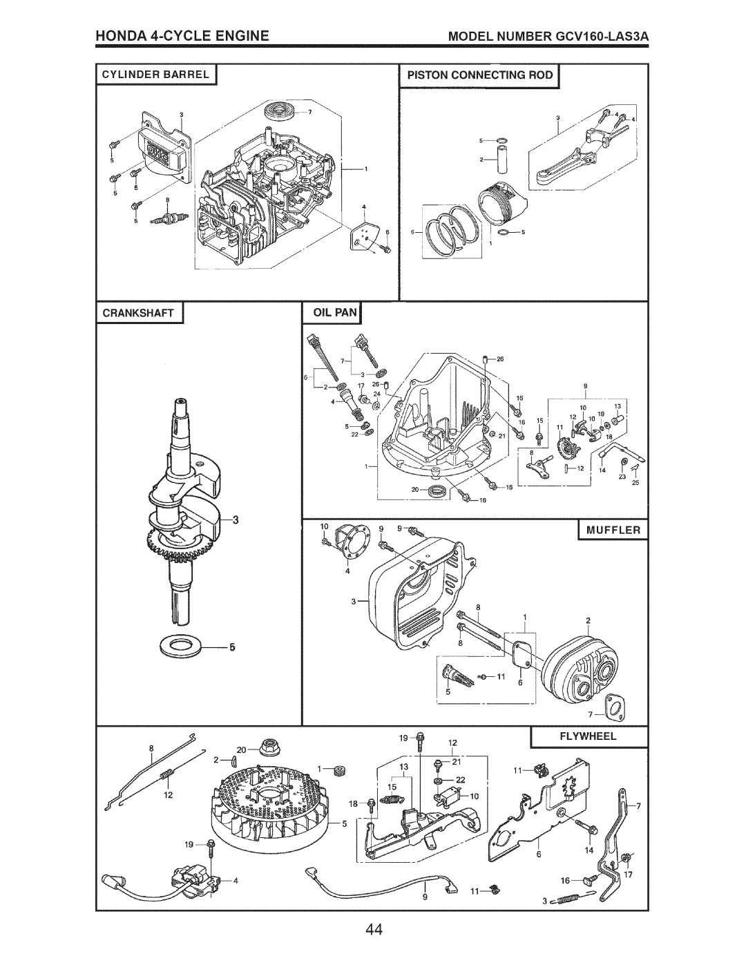 Craftsman 917.376540 manual HONDA 4-CYCLE, Engine, i MUFFLER 