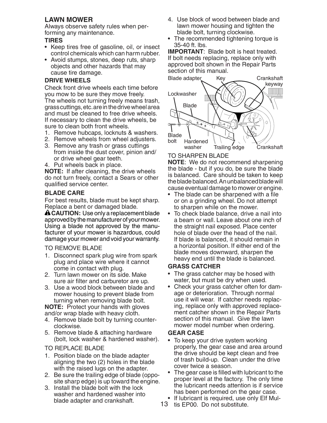 Craftsman 917.37658 owner manual Lawn Mower 