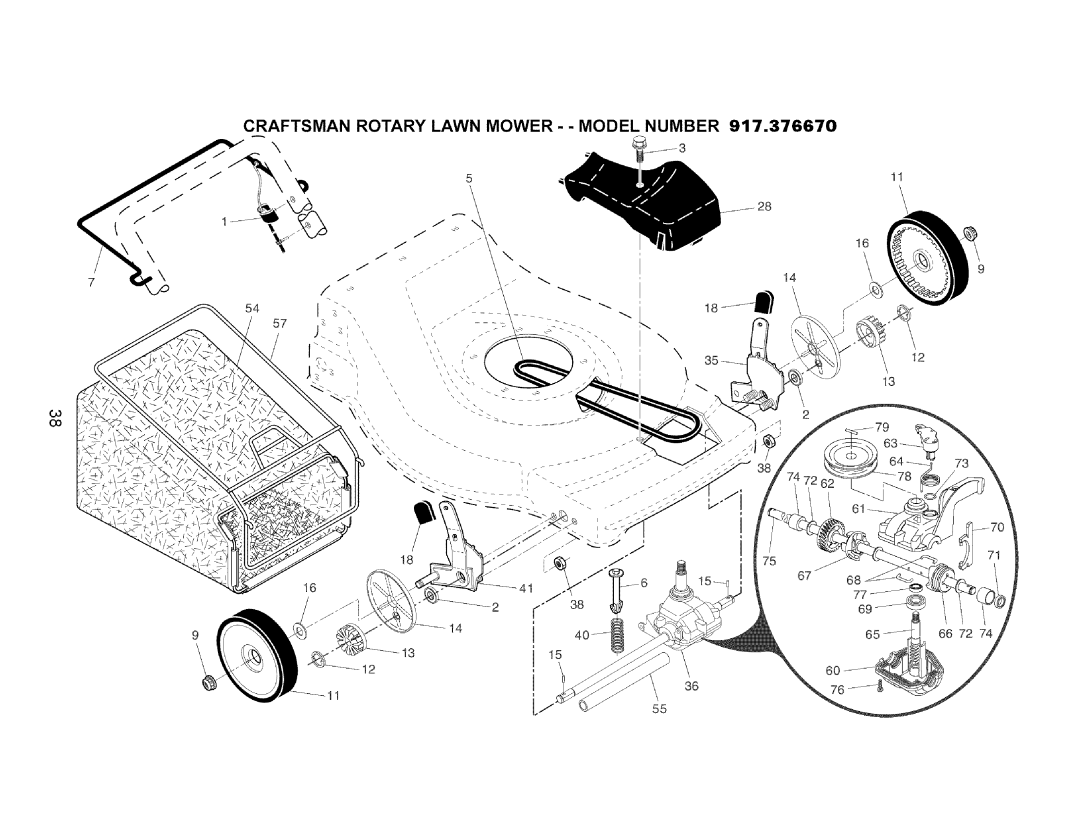 Craftsman 917.37667 owner manual Craftsman Rotary Lawn Mower - Model Number 