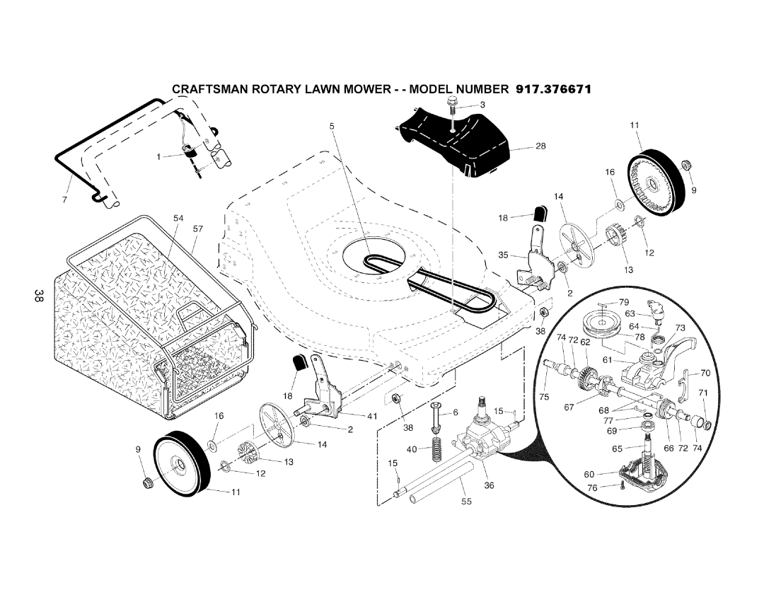 Craftsman 917.376671 owner manual Craftsman Rotary Lawn Mower - Model Number 