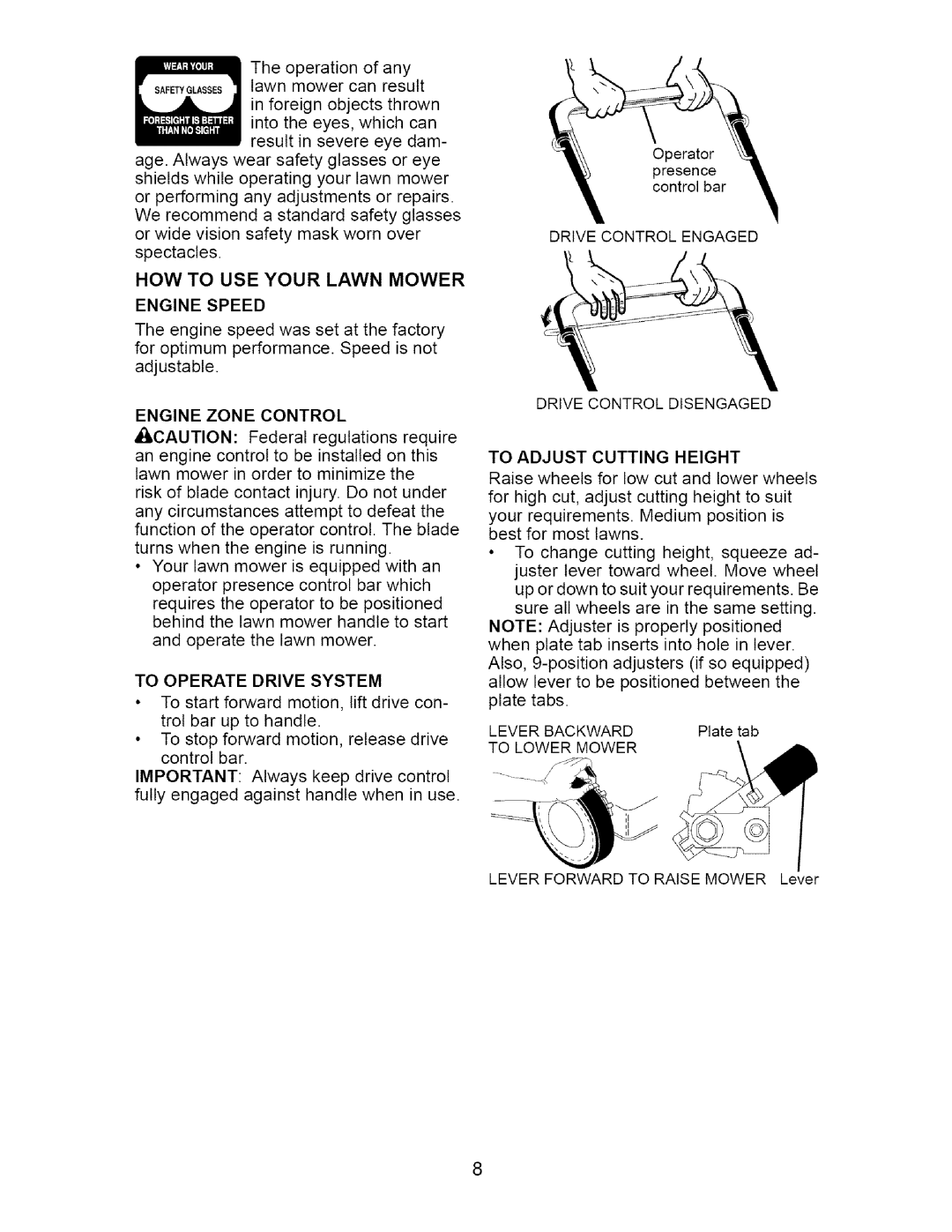 Craftsman 917.376672 owner manual To Adjust Cutting Height 