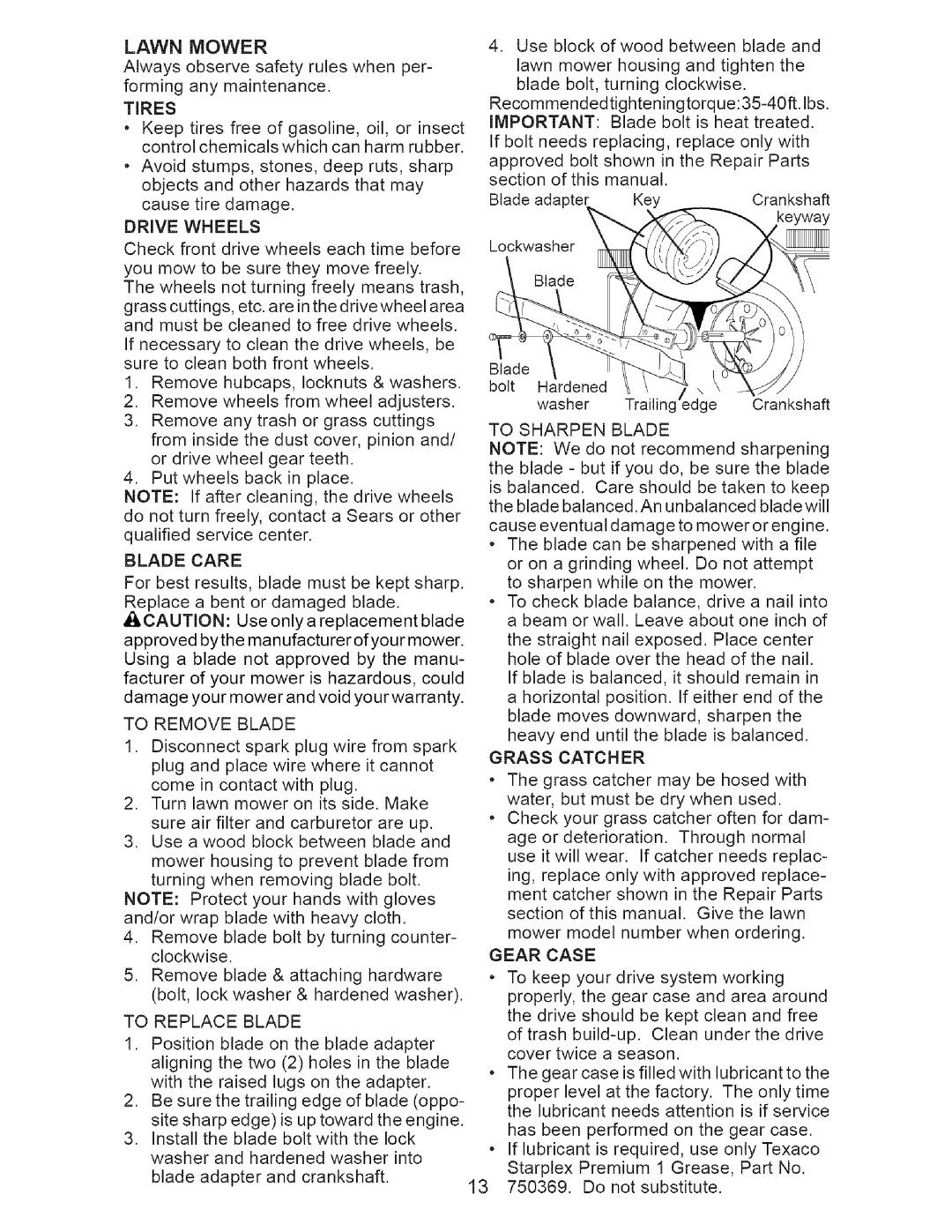 Craftsman 917.376674 owner manual Lawn Mower 