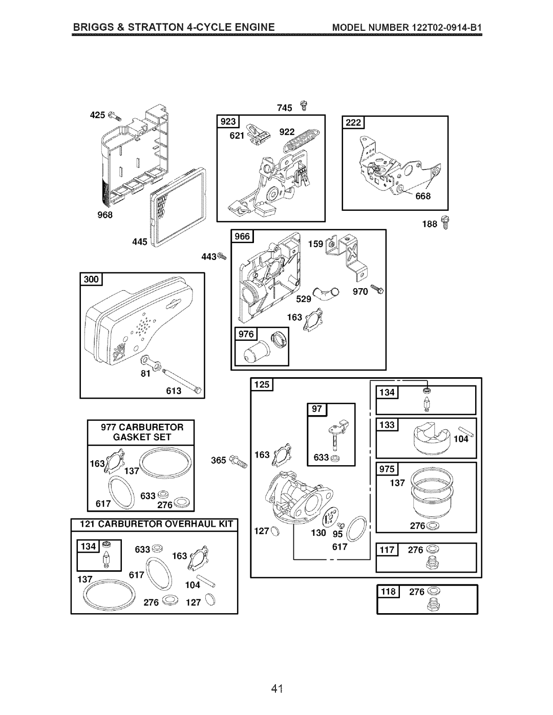 Craftsman 917.376674 owner manual Carburetor Gasket SET, Carburetor Overhaul KIT 