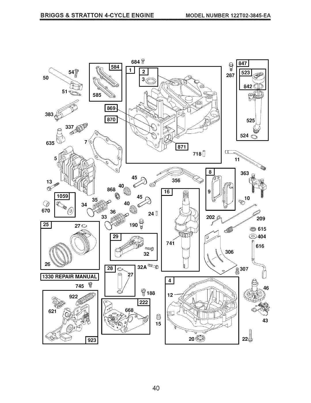 Craftsman 917.376676 owner manual 287, Briggs & Stratton 4=CYCLE Engine 