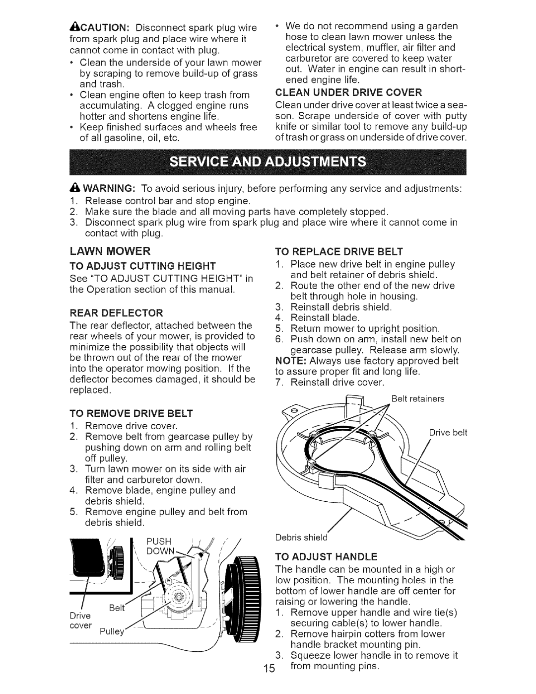 Craftsman 917.376676 owner manual Lawn Mower To Adjust Cutting Height 