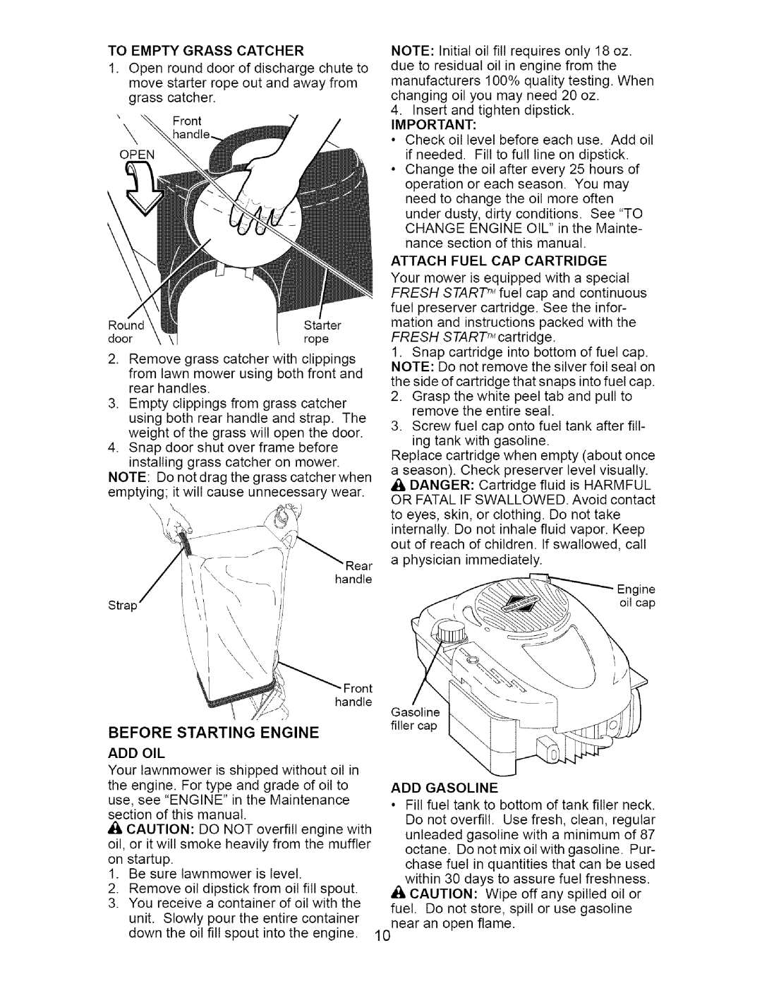 Craftsman 917.377011 owner manual Before Starting Engine 