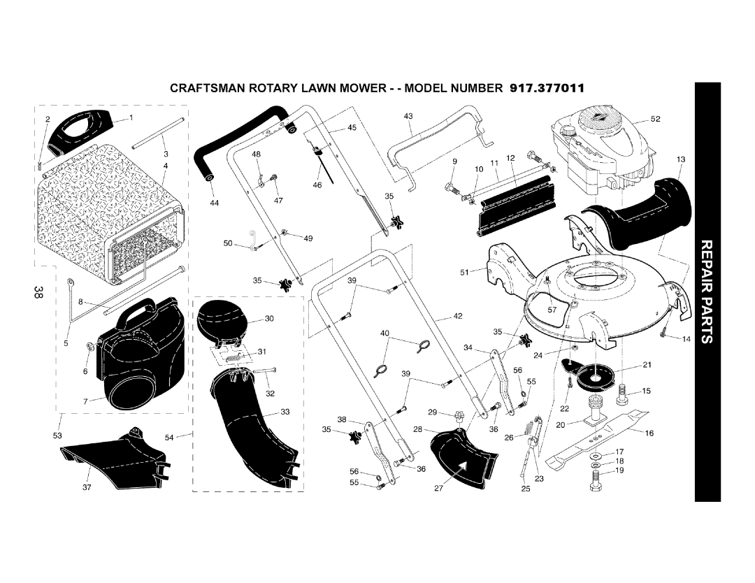 Craftsman 917.377011 owner manual Craftsman Rotary Lawn Mower - Model Number 