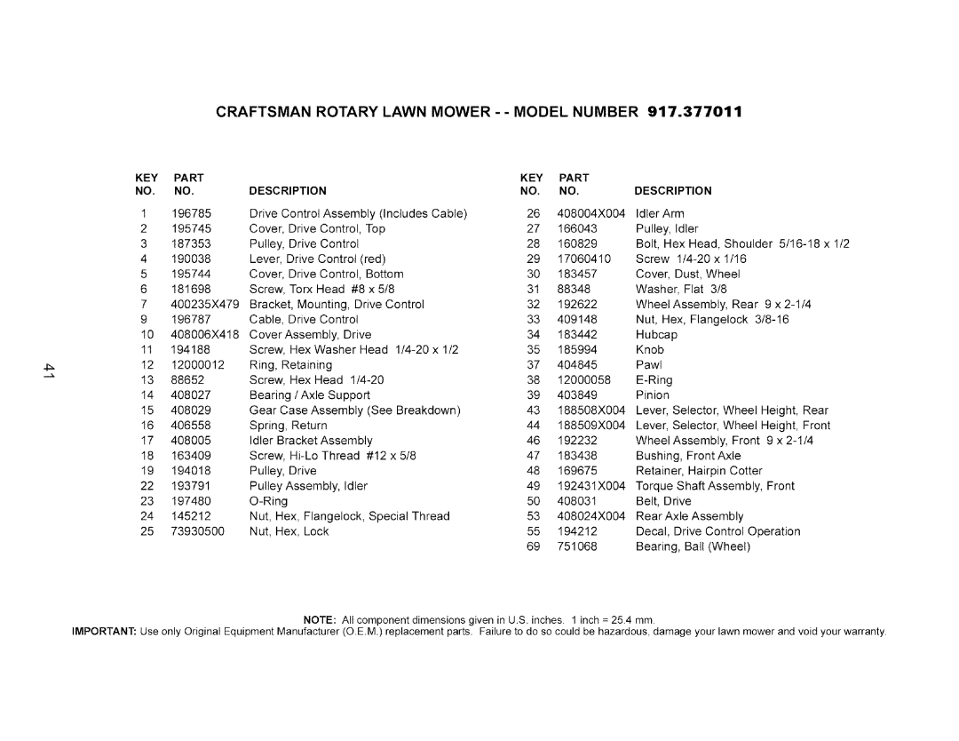 Craftsman 917.377011 owner manual 196785 