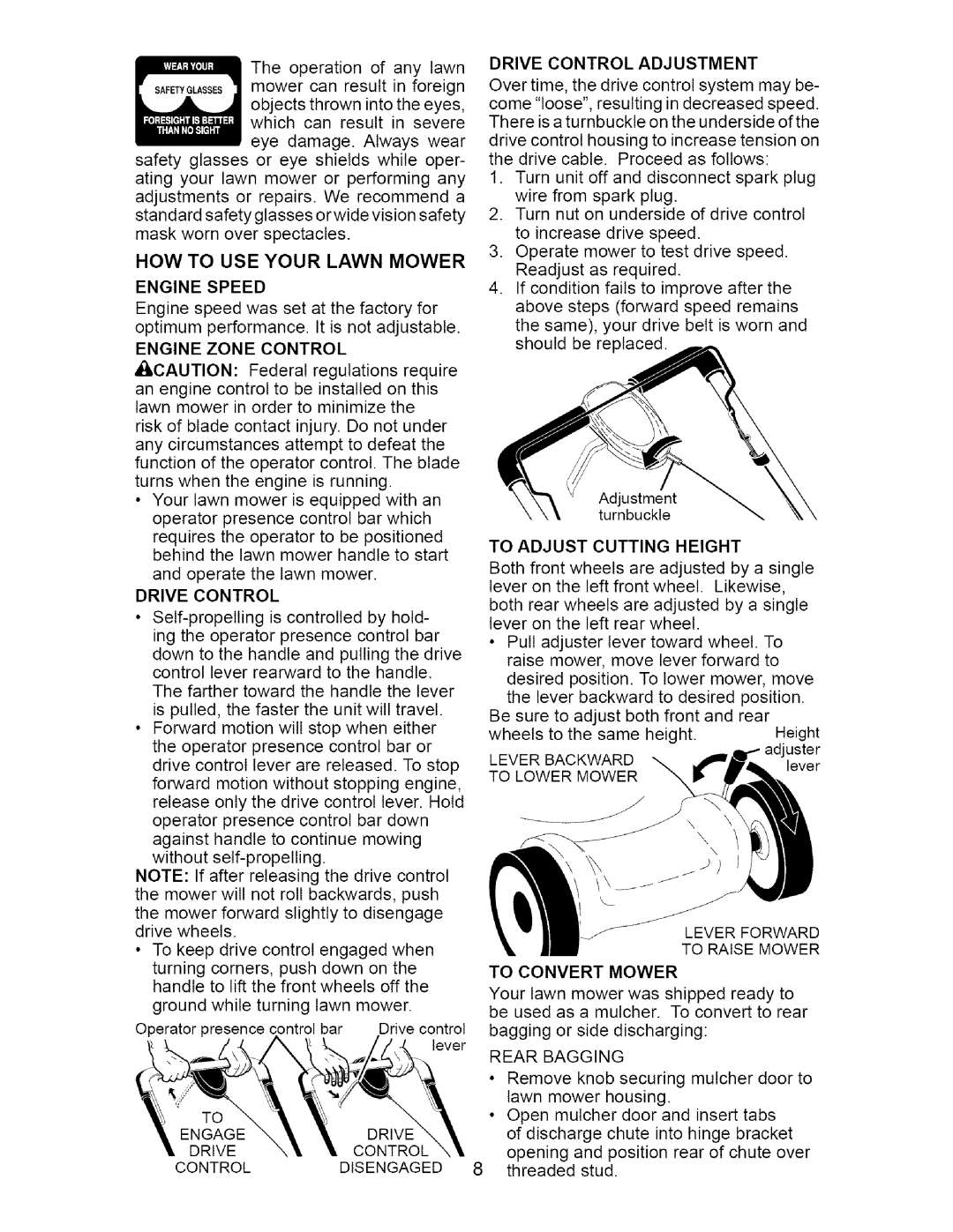 Craftsman 917.377011 owner manual How To Use Your Lawn Mower 
