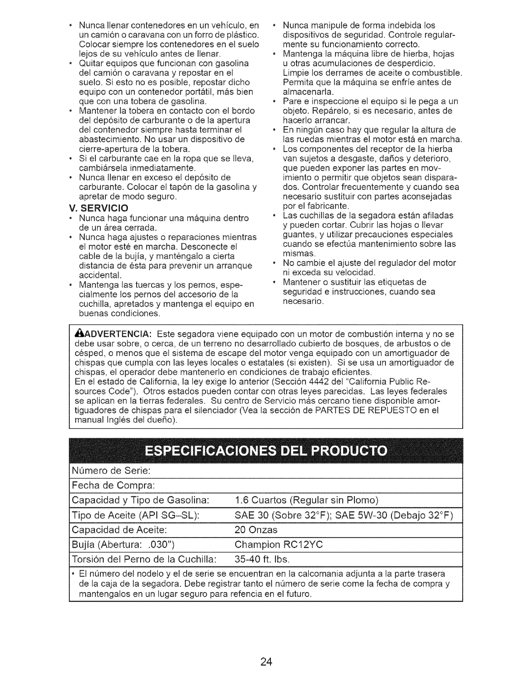 Craftsman 917.37712 manual Api Sg-Sl Sae 