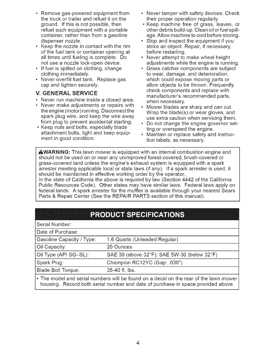 Craftsman 917.37712 manual General Service 