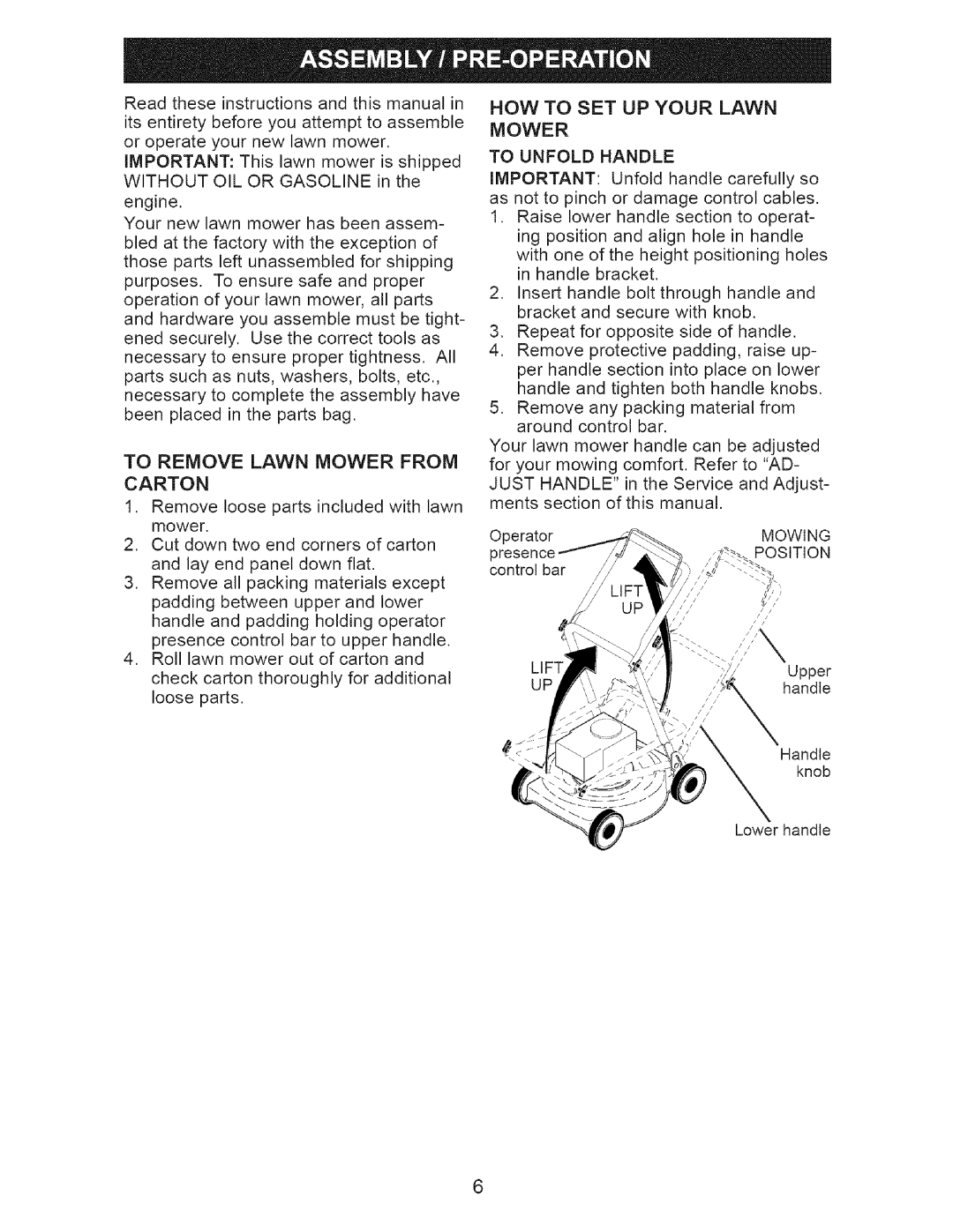 Craftsman 917.37712 manual How To Set Up Your Lawn, Mower 