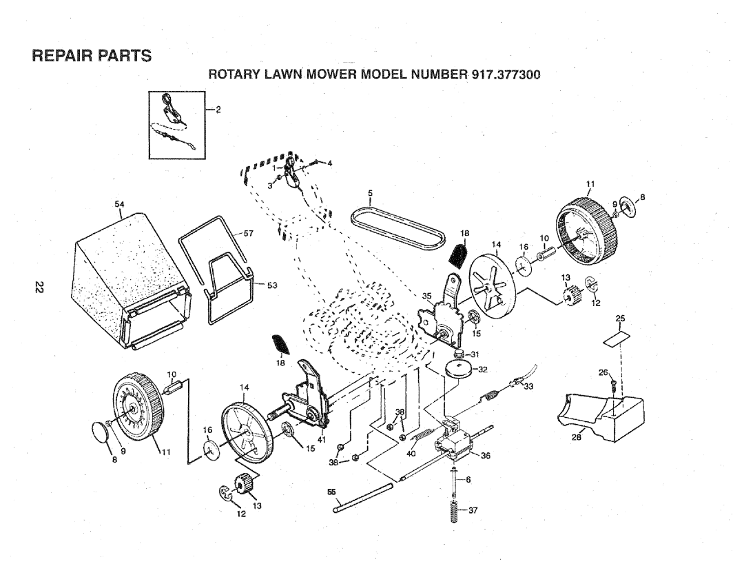 Craftsman 917.3773 manual Repair Parts, Rotary Lawn Mower Model Number, 18 lO 14 25 5, 41 1 8 