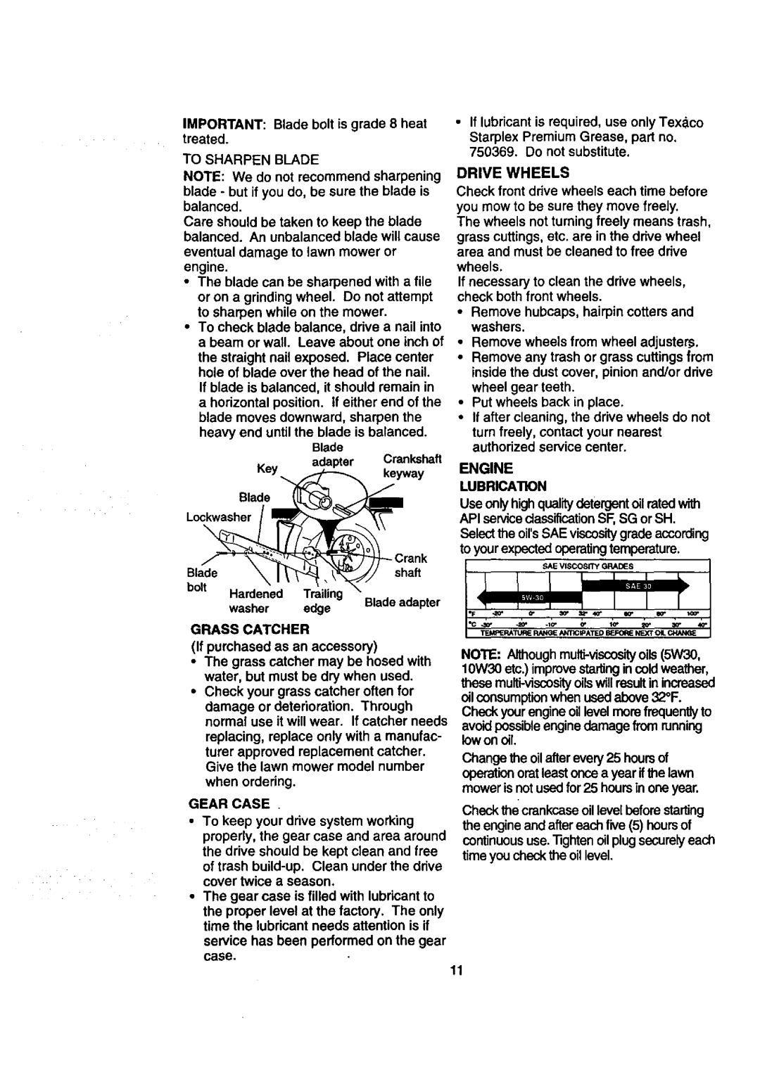 Craftsman 917.377422 owner manual IMPORTANTBladeboltisgrade8 heat treated 