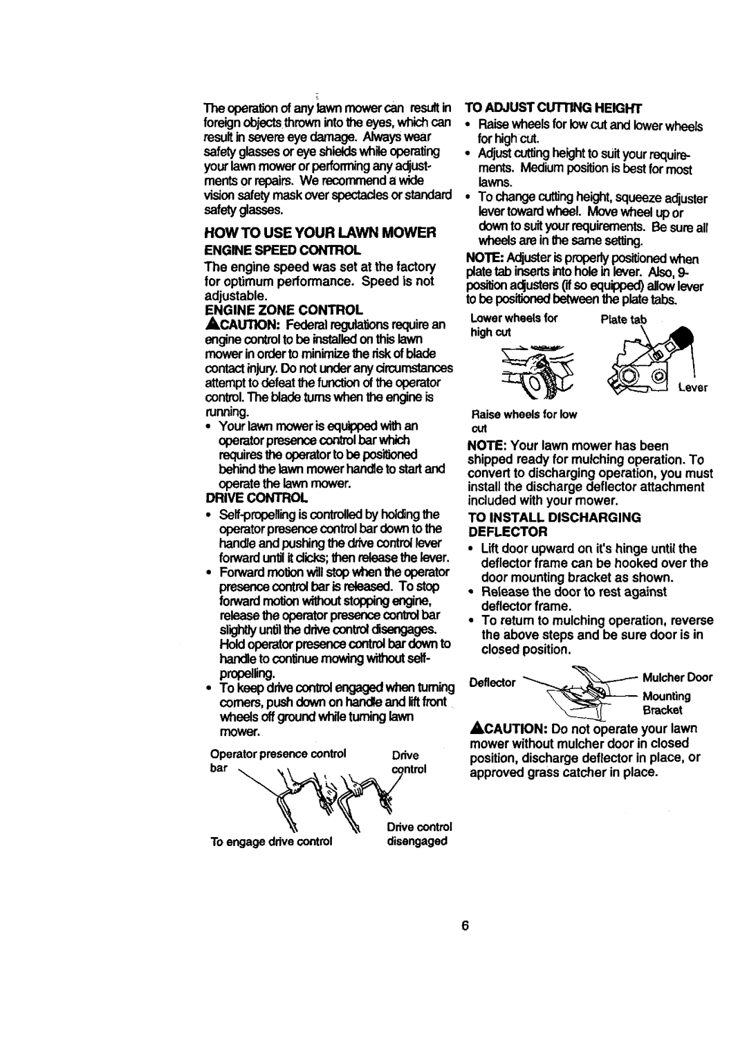 Craftsman 917.377422 HOW to USE Your Lawn Mower Engine Speed Control, Engine Zone Control, Drive Control, Acaution 