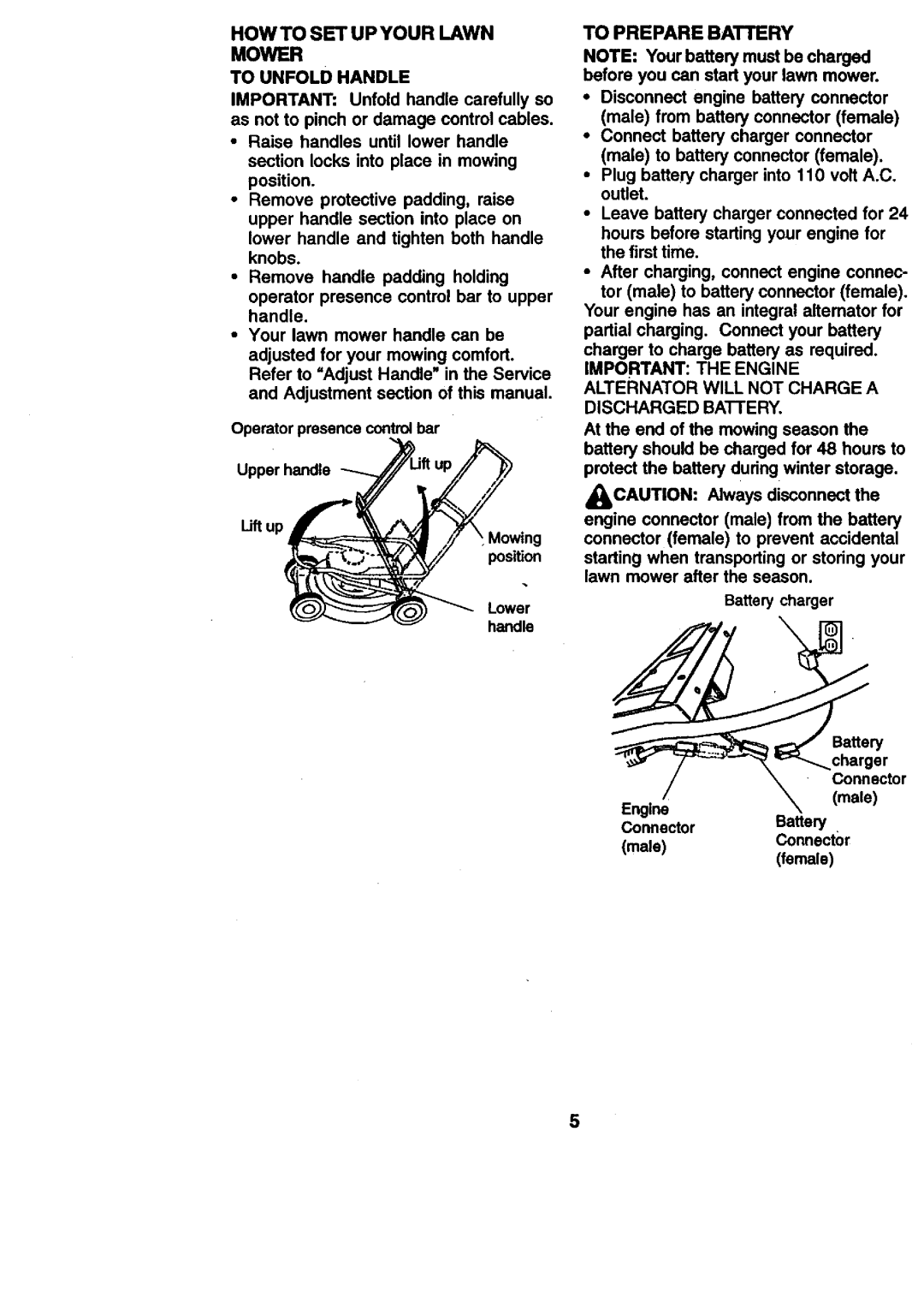 Craftsman 917.377431 manual To Prepare Battery, HOW to SET UP Your Lawn Mower To Unfold Handle 