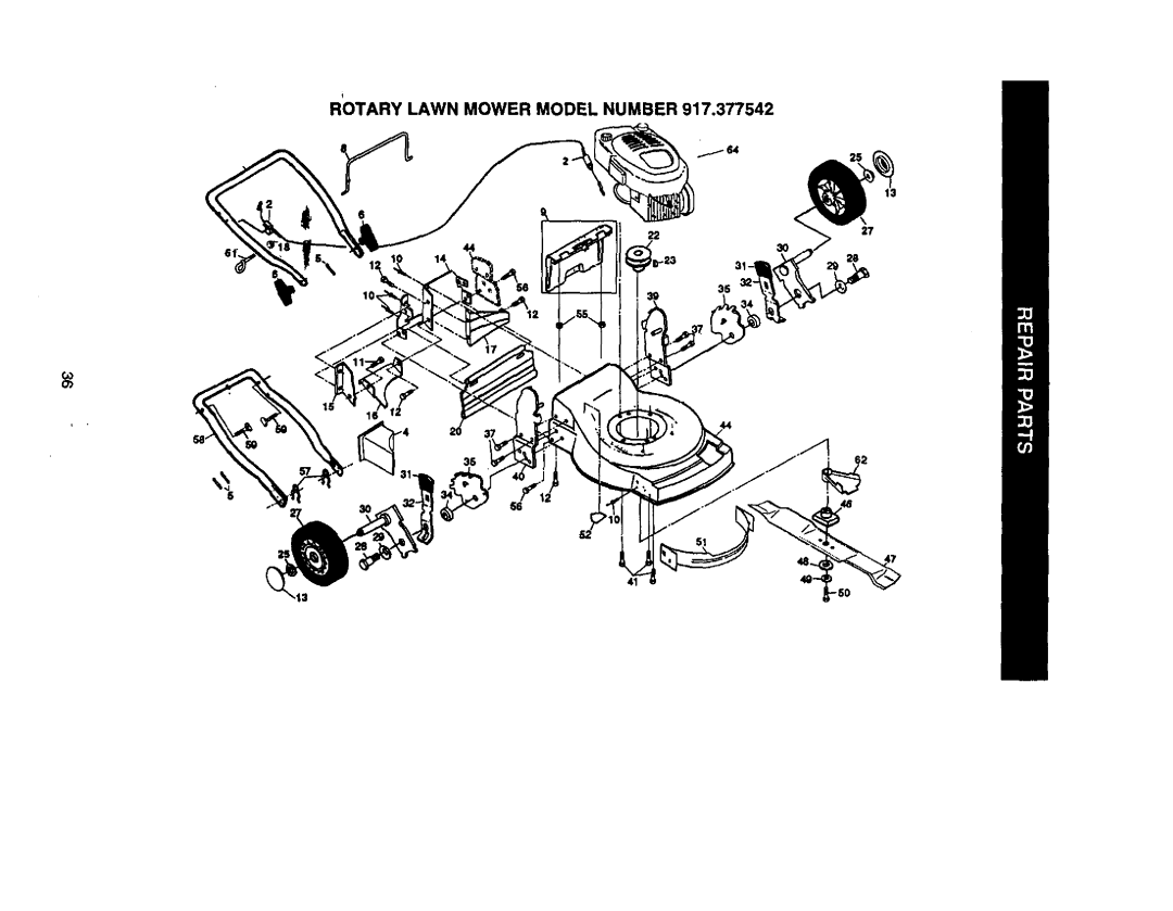 Craftsman 917.377542 owner manual Rotary Lawn Mower Model Number 