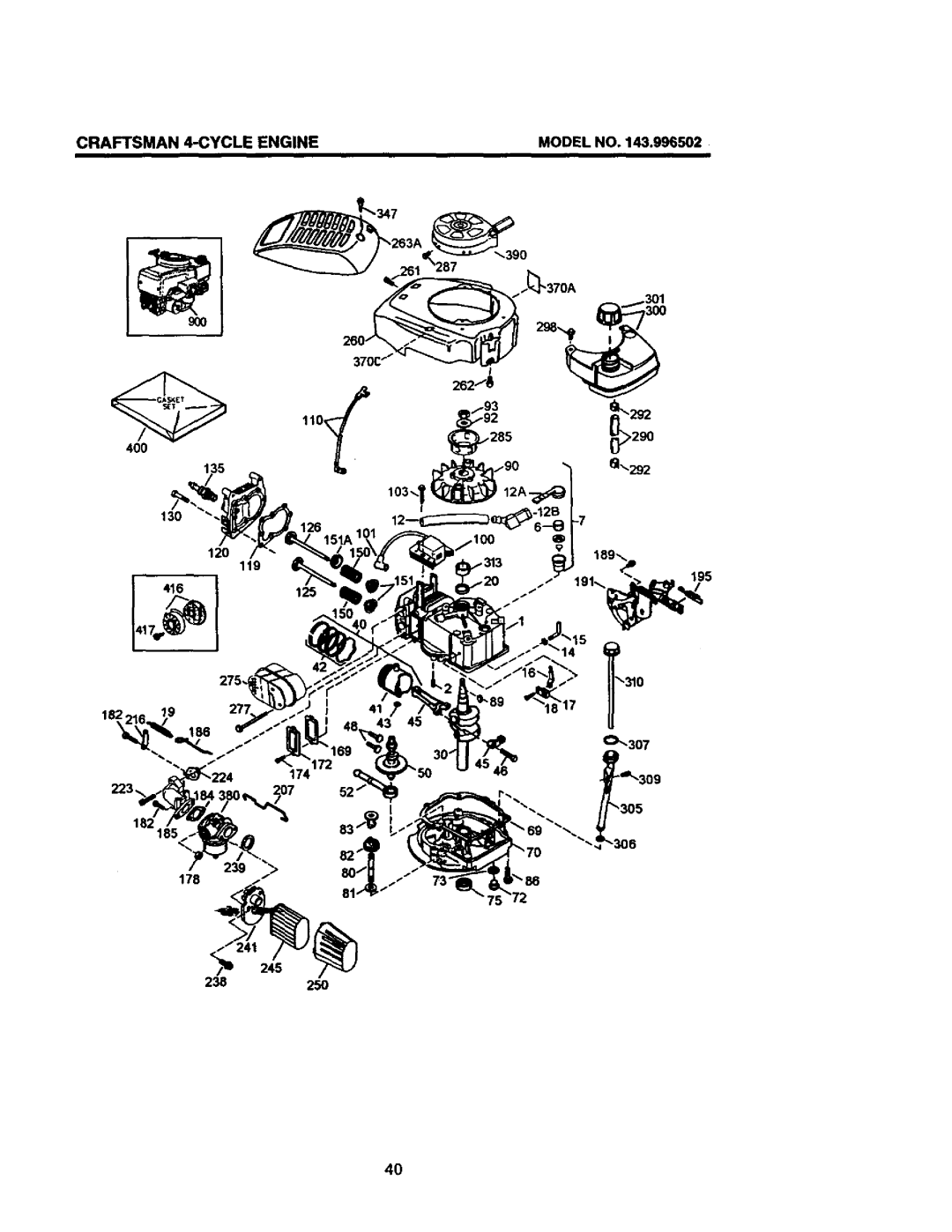 Craftsman 917.377542 owner manual Craftsman 4-CYCLE Engine, Model no, 239 