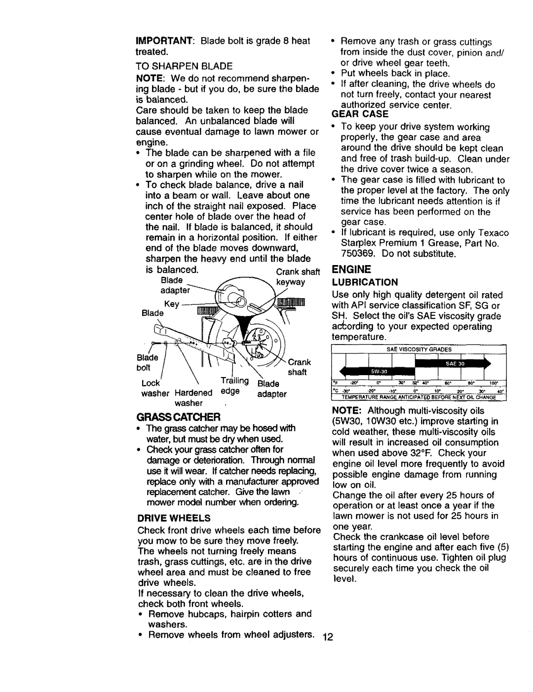 Craftsman 917.377544 owner manual Engine, Gear Case, Grass Catcher, Drive Wheels 