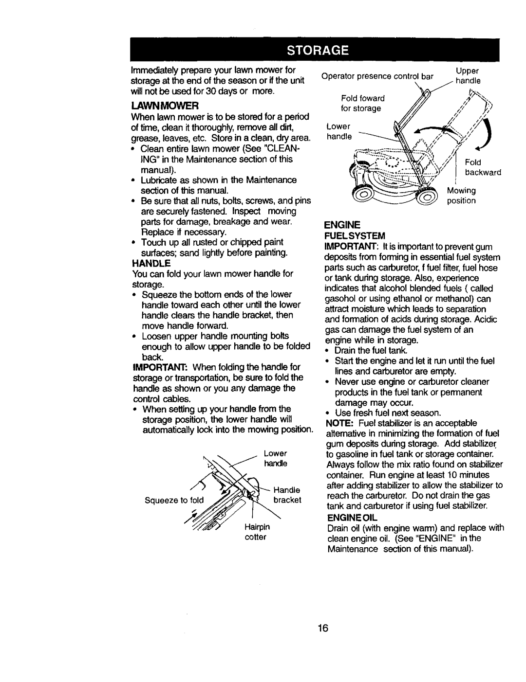 Craftsman 917.377544 owner manual Lawnmower, Handle, Engine Fuelsystem, Engineoil 