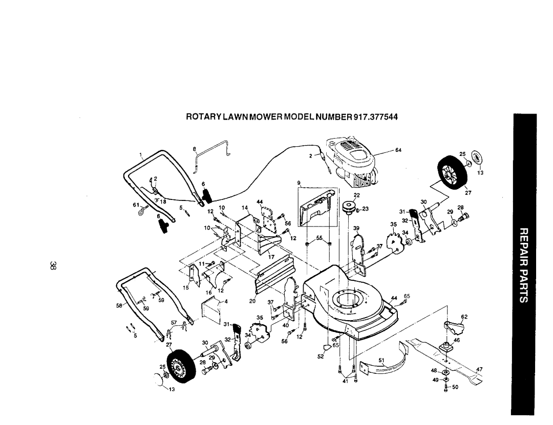 Craftsman 917.377544 owner manual Rotary Lawn Mower Model Number, 2037, r12 