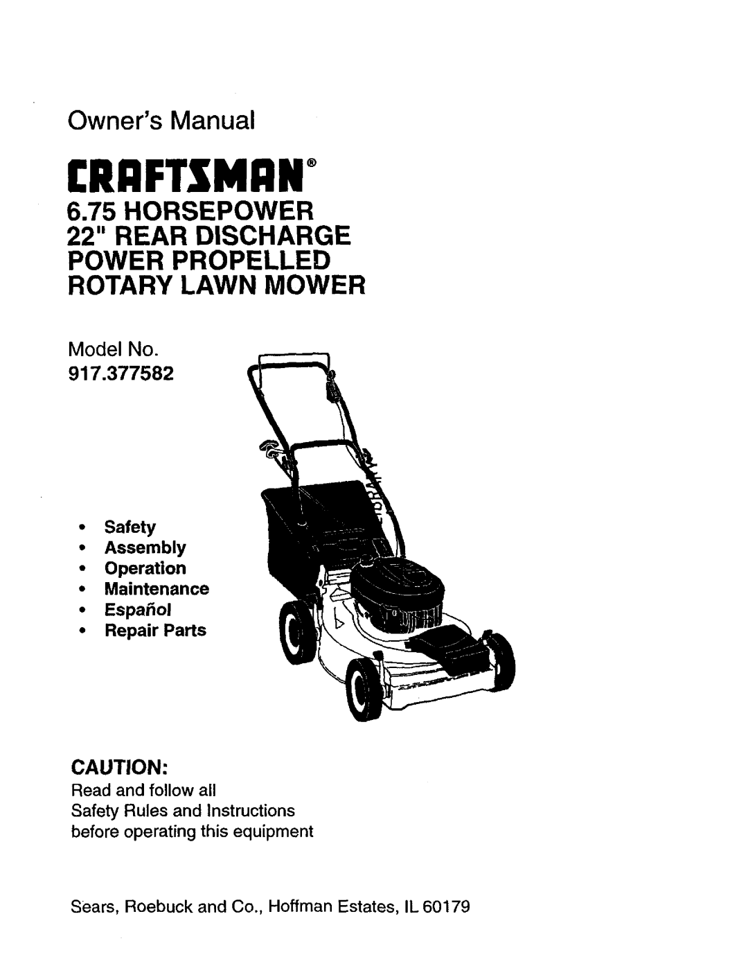 Craftsman 917.377582 owner manual £Rrftsmrn 