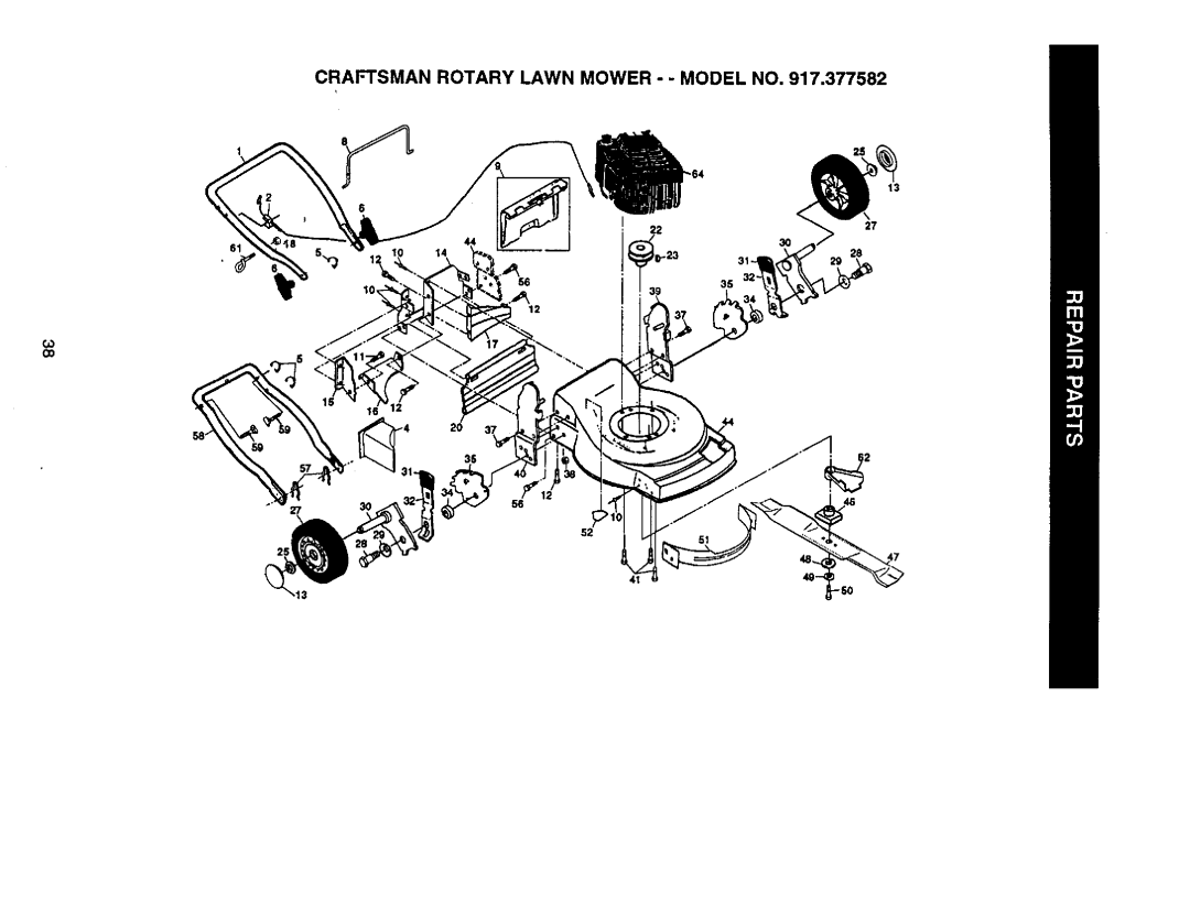 Craftsman 917.377582 owner manual Craftsman Rotary Lawn Mower - Model no 