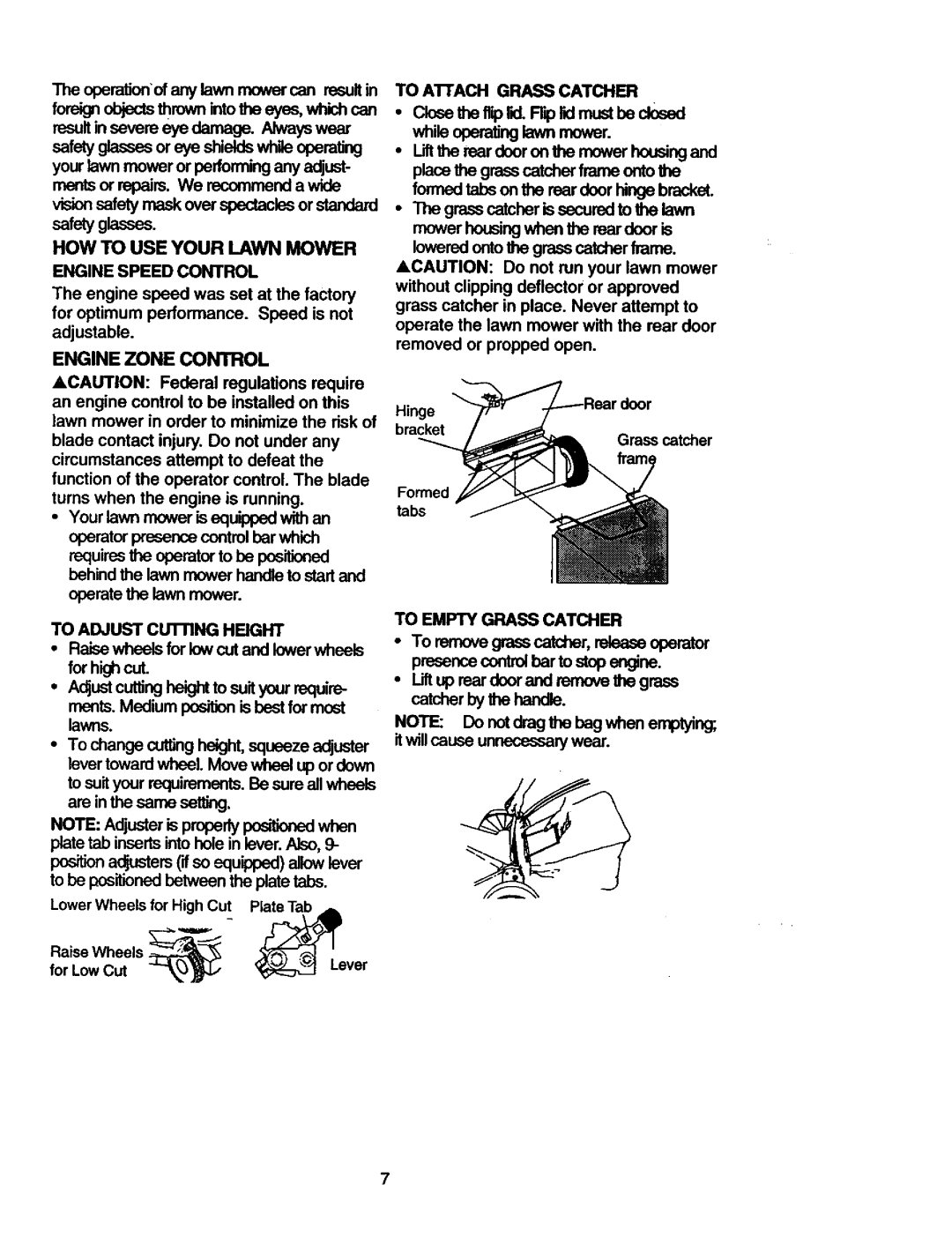 Craftsman 917.377582 HOW to USE Your Lawn Mower, Engine Zone Control, To Empty Grass Catcher, Engine Speed Control 