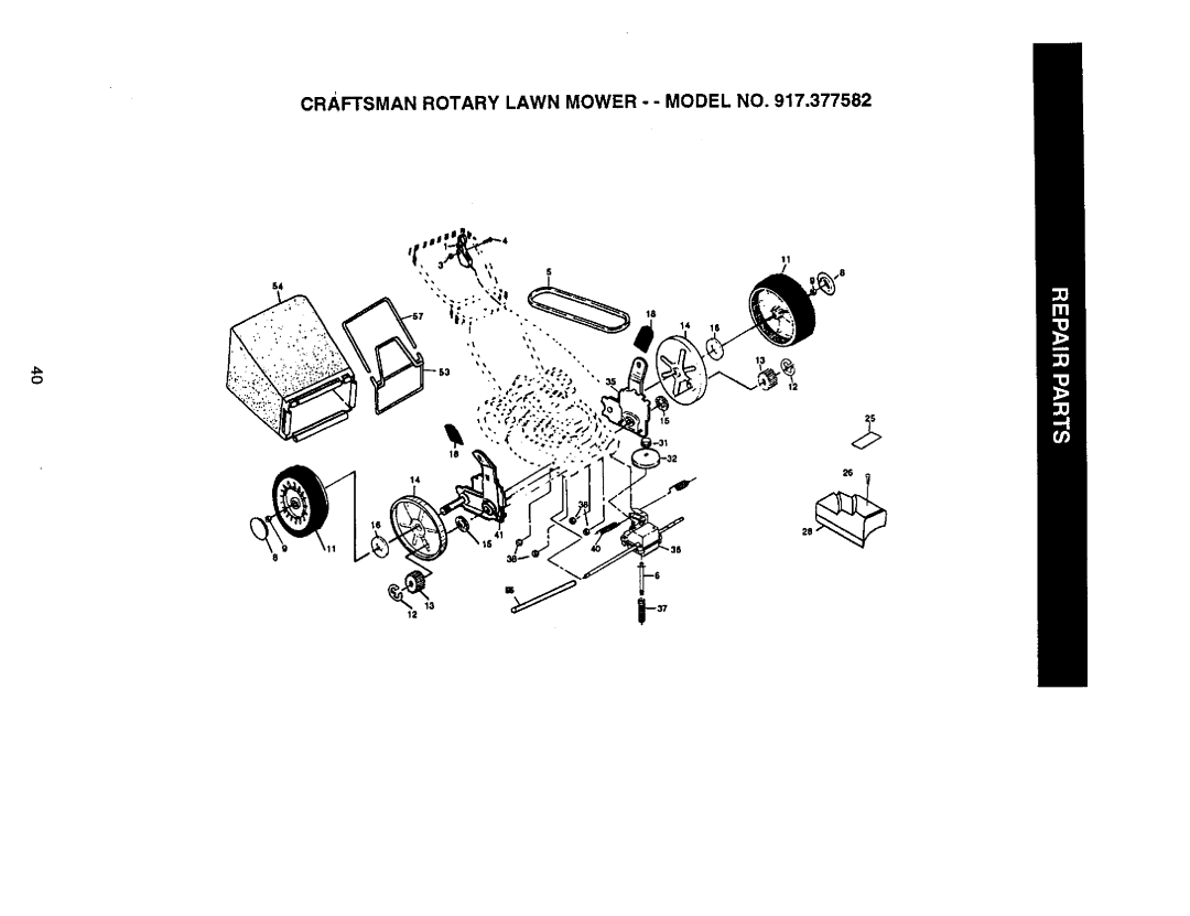 Craftsman 917.377582 owner manual Craftsman Rotary Lawn Mower - - Model No 
