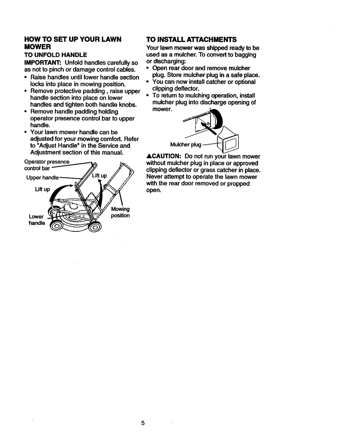 Craftsman 917.377582 owner manual How To Set Up Your Lawn Mower, To Install Attachments 