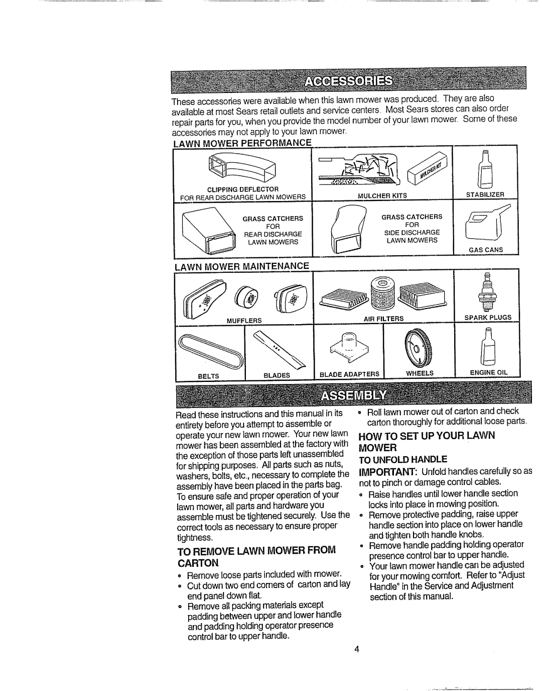 Craftsman 917.377592 manual How To Set Up Your Lawn Mower, _wERMAINTE_, To Unfold Handle 