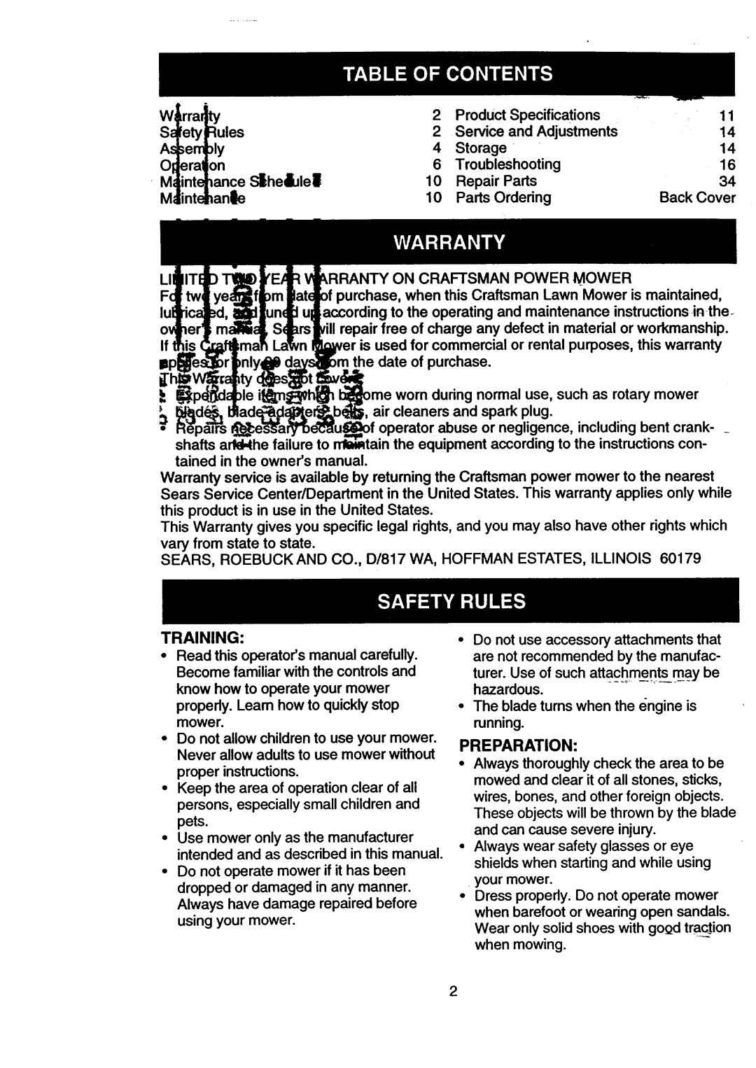 Craftsman 917.377631 owner manual On Craftsman Power Mower, Preparation 