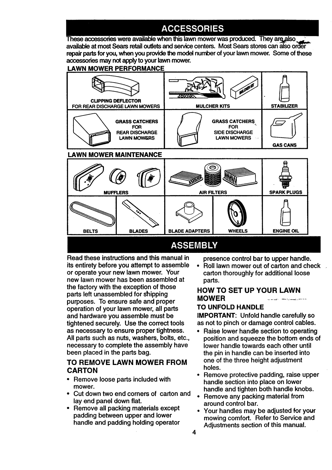 Craftsman 917.377631 To Remove Lawn Mower from Carton, HOW to SET UP Your Lawn, Lawn Mower Performance, To Unfold Handle 