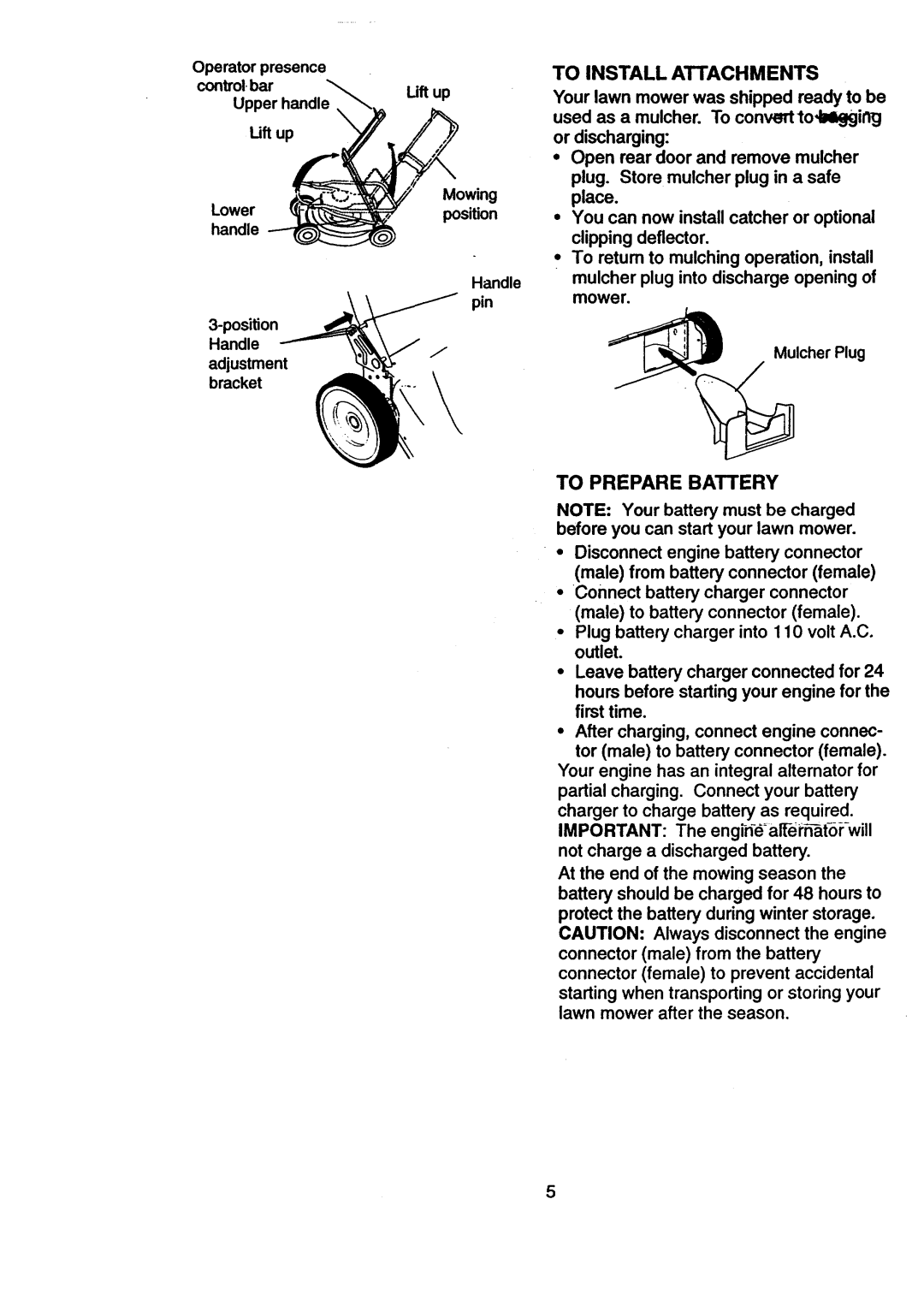 Craftsman 917.377631 owner manual To Install Attachments, To Prepare Battery 