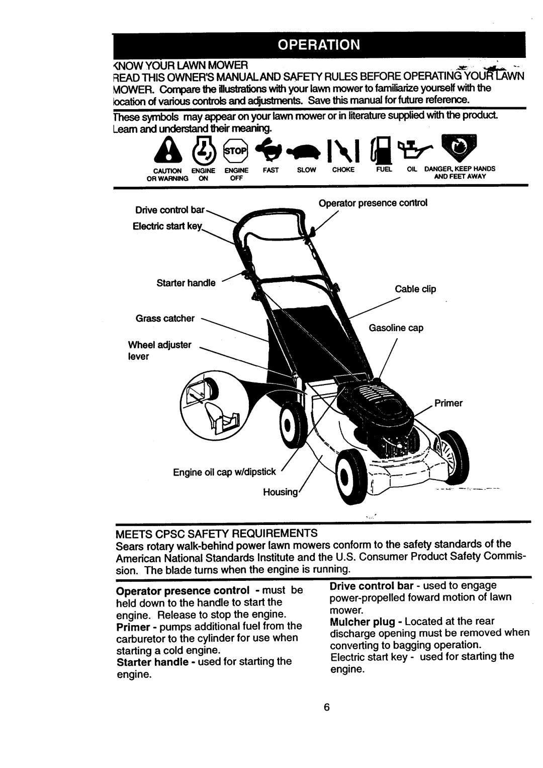 Craftsman 917.377631 owner manual NOW Your Lawn Mower, Meets Cpsc Safety Requirements 