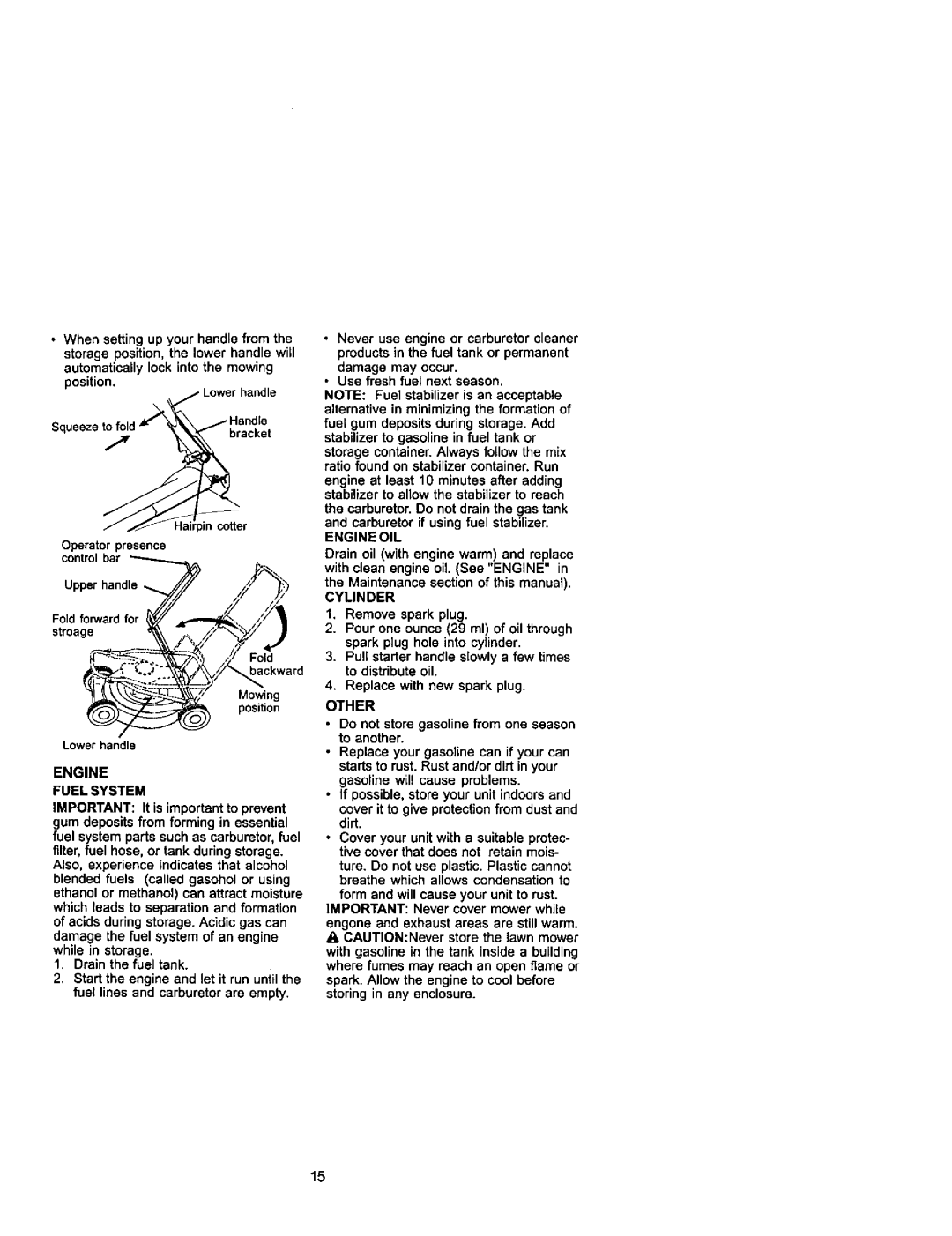 Craftsman 917.37841 owner manual Engine Fuel System, Engine OIL, Cylinder, Other 