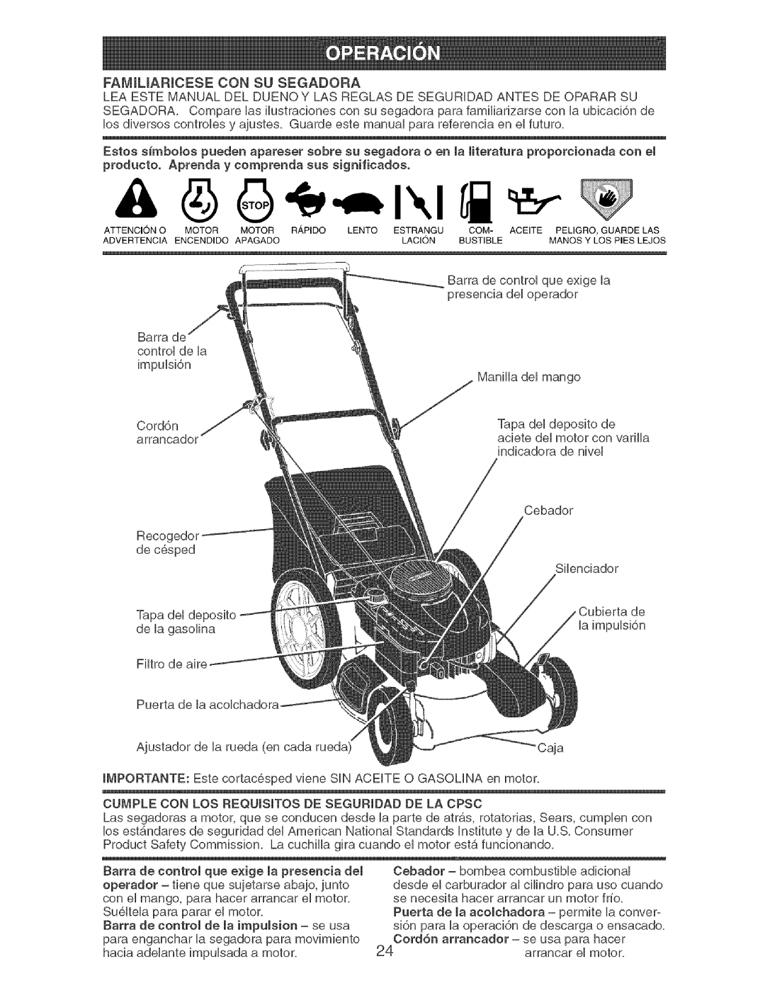 Craftsman 917.37892 manual Caja, CU,PLE CON LOS Requisitos DE Seguridad DE LA Cpsc 