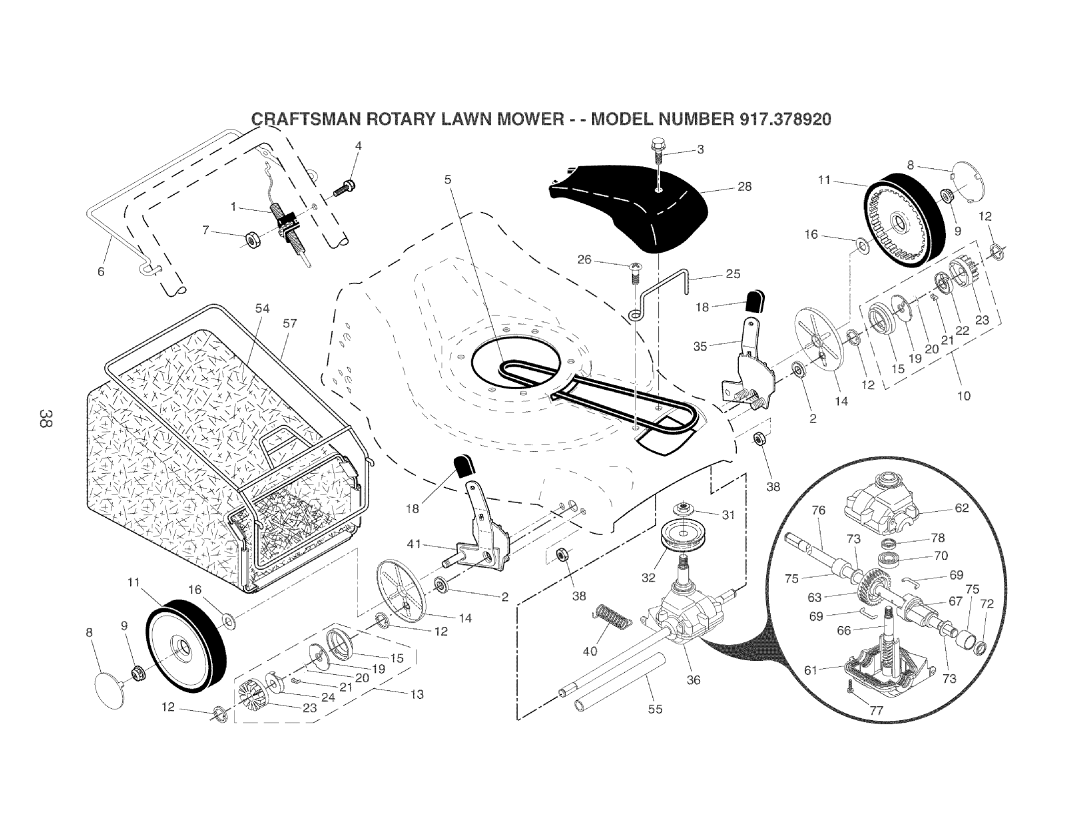 Craftsman 917.37892 manual Craftsman Rotary Lawn Mower - Model Number 