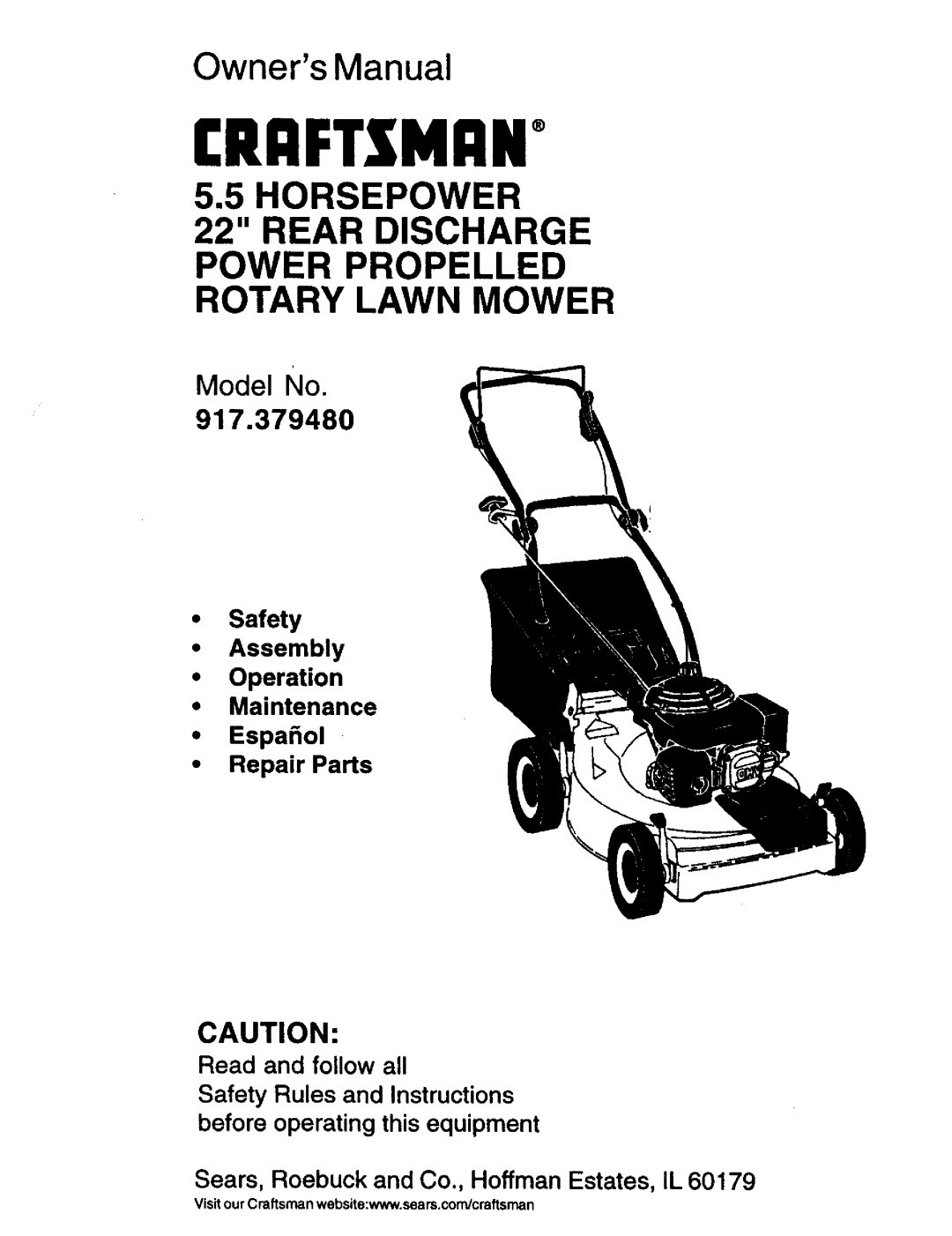 Craftsman 917.379480 owner manual Craftsman 