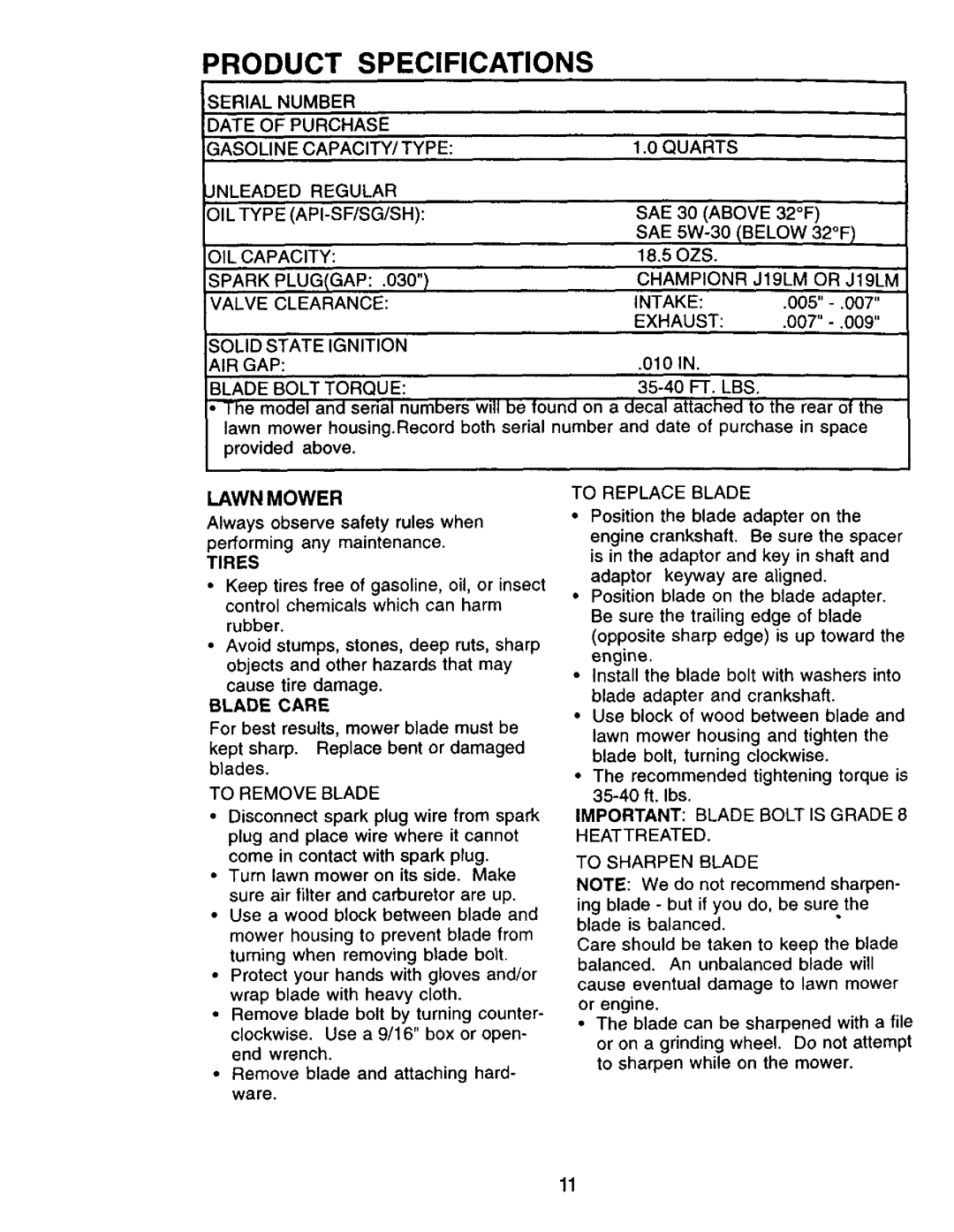 Craftsman 917.379480 owner manual Lawn Mower 