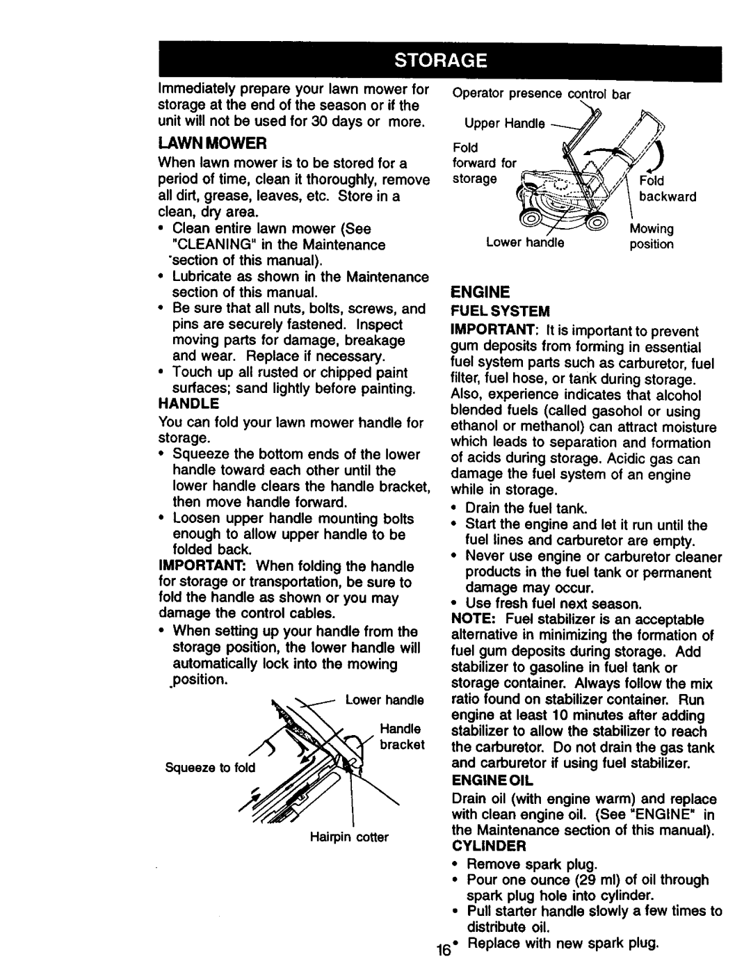 Craftsman 917.379480 owner manual Lawn Mower, Handle, Fuelsystem, Engineoil, Cylinder 