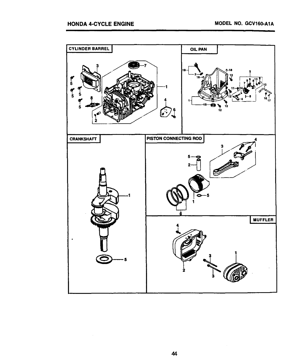 Craftsman 917.379480 owner manual Honda 4-CYCLE Engine Model NO. GCV160-A1A 