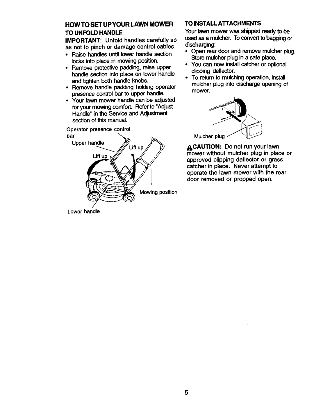 Craftsman 917.379480 owner manual To Unfold Handle, To Install Attachments 